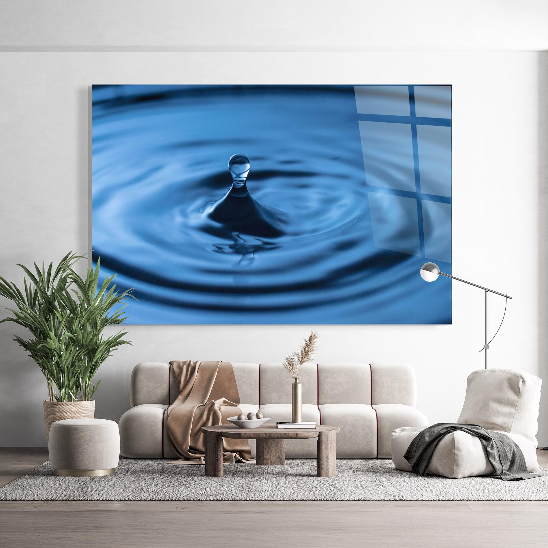 Стъклена картина Blue Small Drop mockup 9