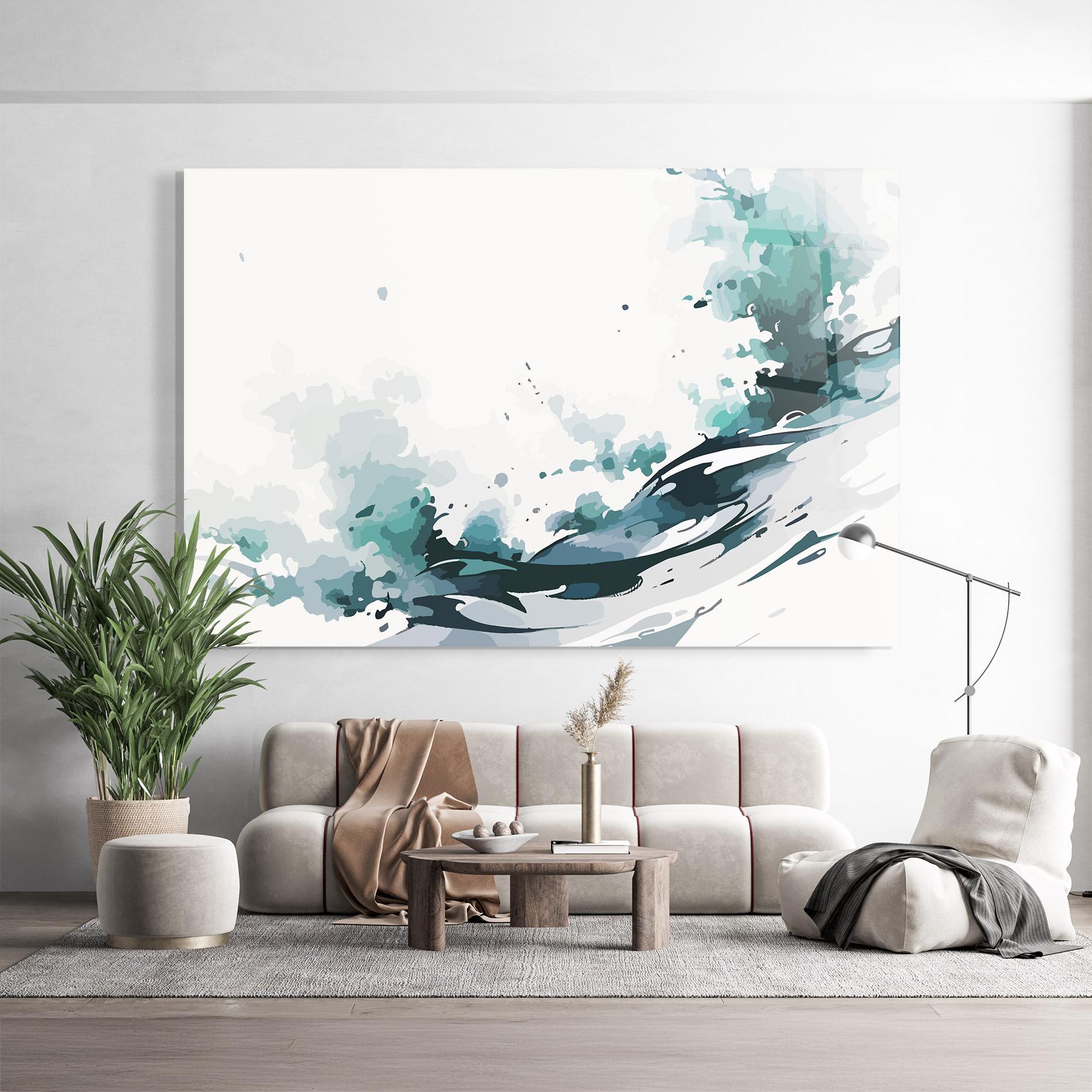 Стъклена картина Green Blue Wave mockup 9