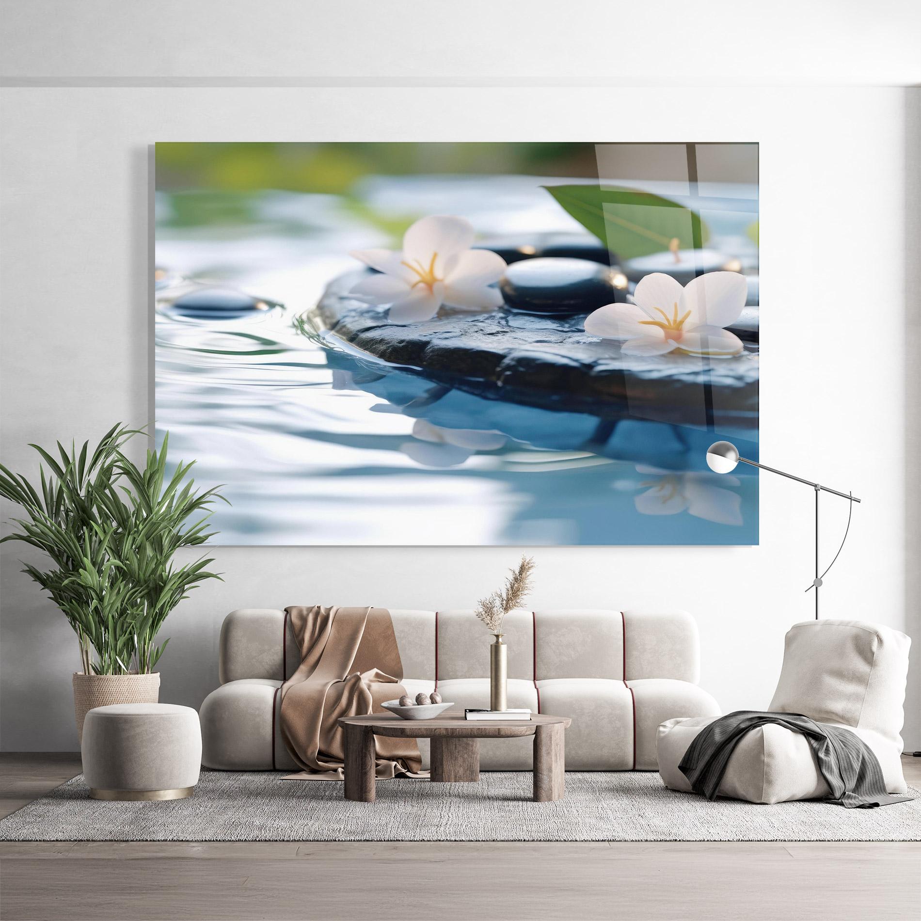 Стъклена картина Water White Flowers mockup 9