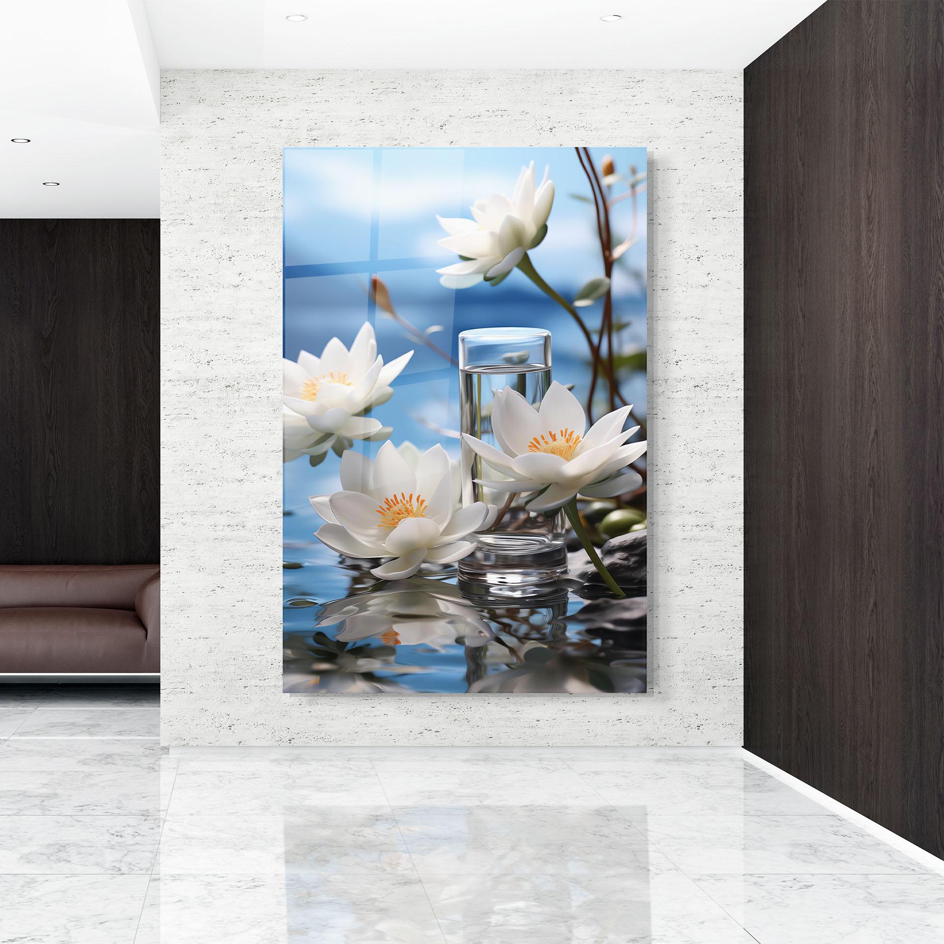 Стъклена картина Flower Water Glass mockup 9