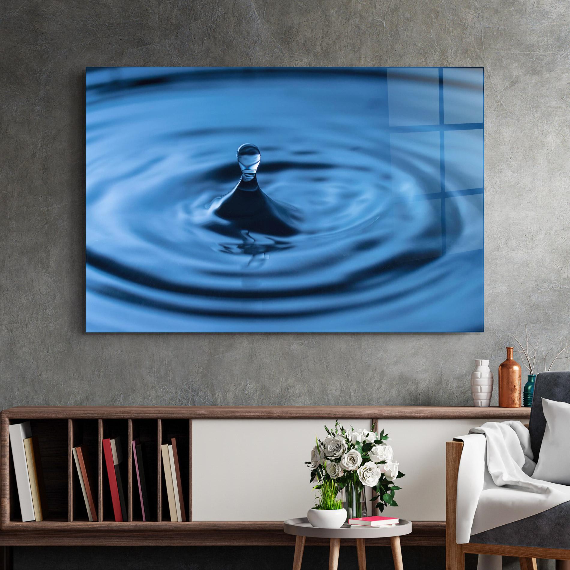 Стъклена картина Blue Small Drop mockup 2
