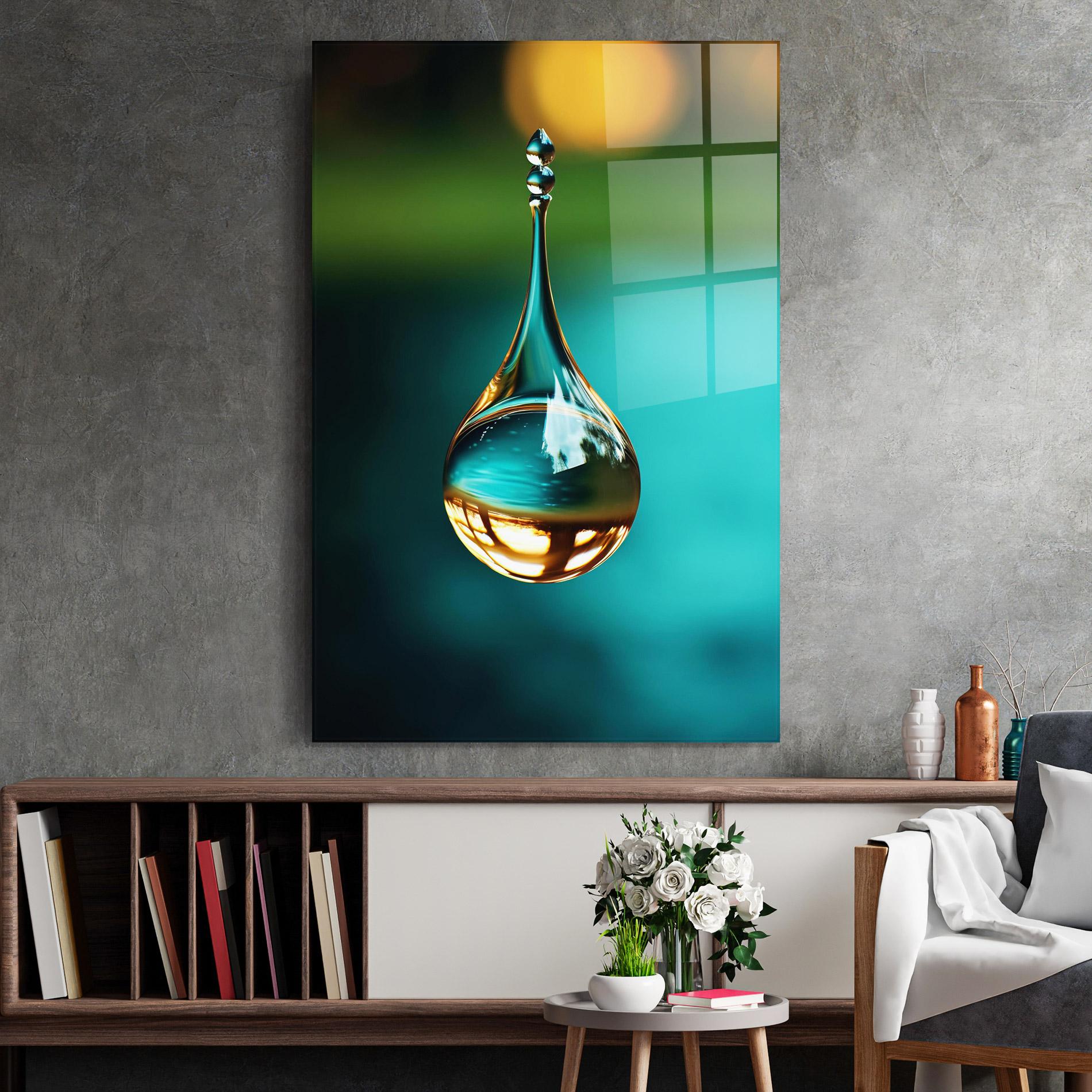 Стъклена картина Big Green Drop mockup 2