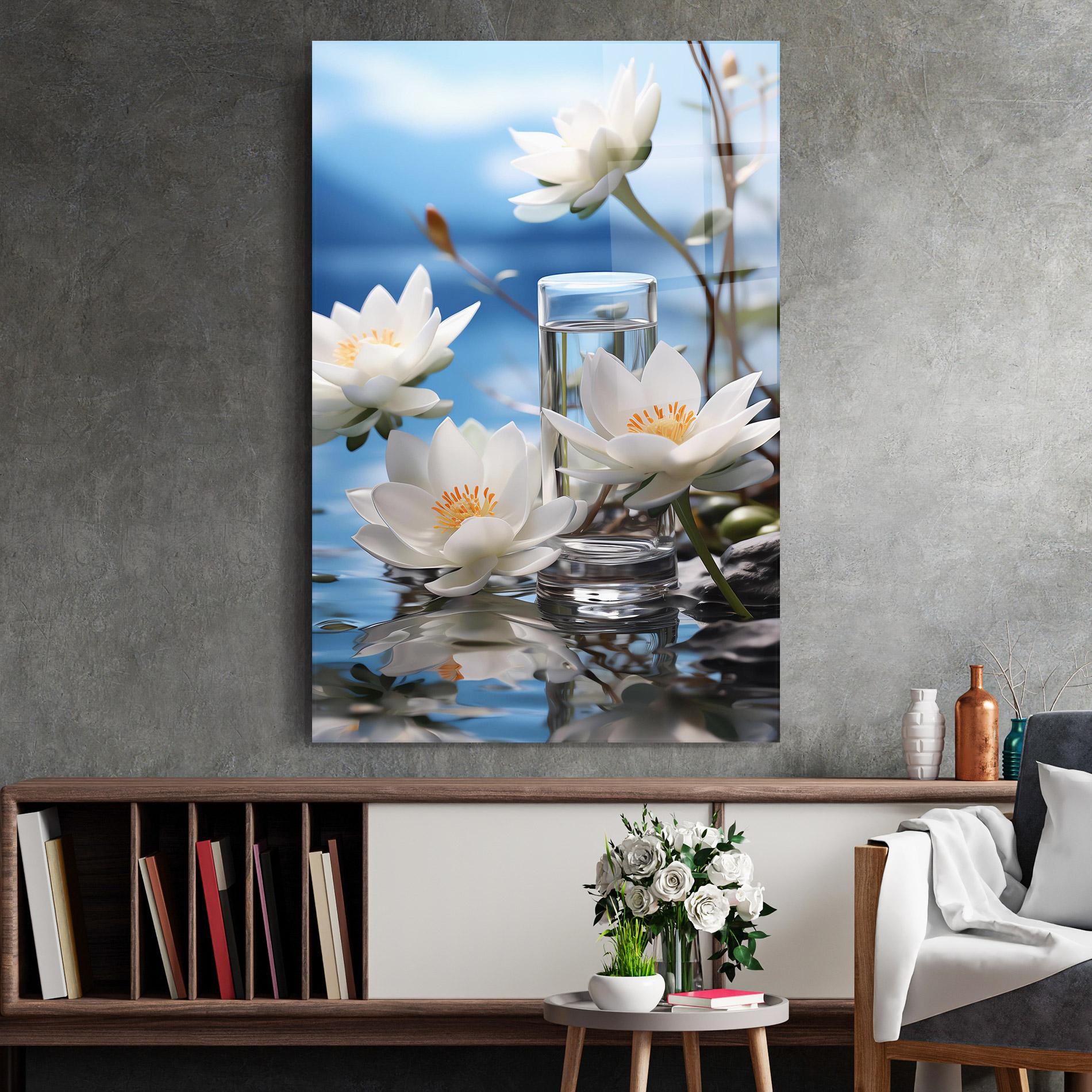 Стъклена картина Flower Water Glass mockup 2