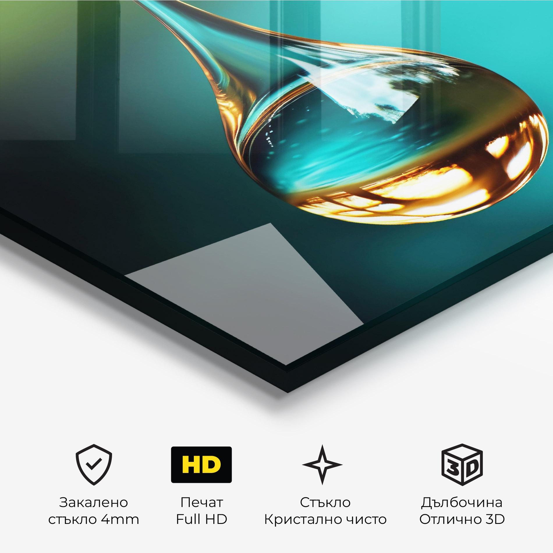 Стъклена картина Big Green Drop mockup 3
