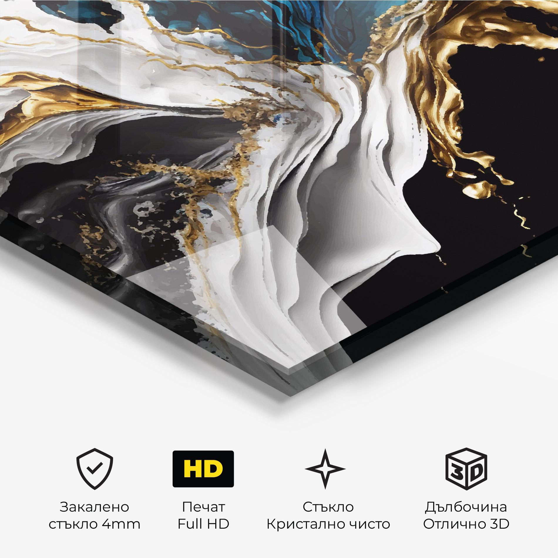 Стъклена картина White Black Wave mockup 3