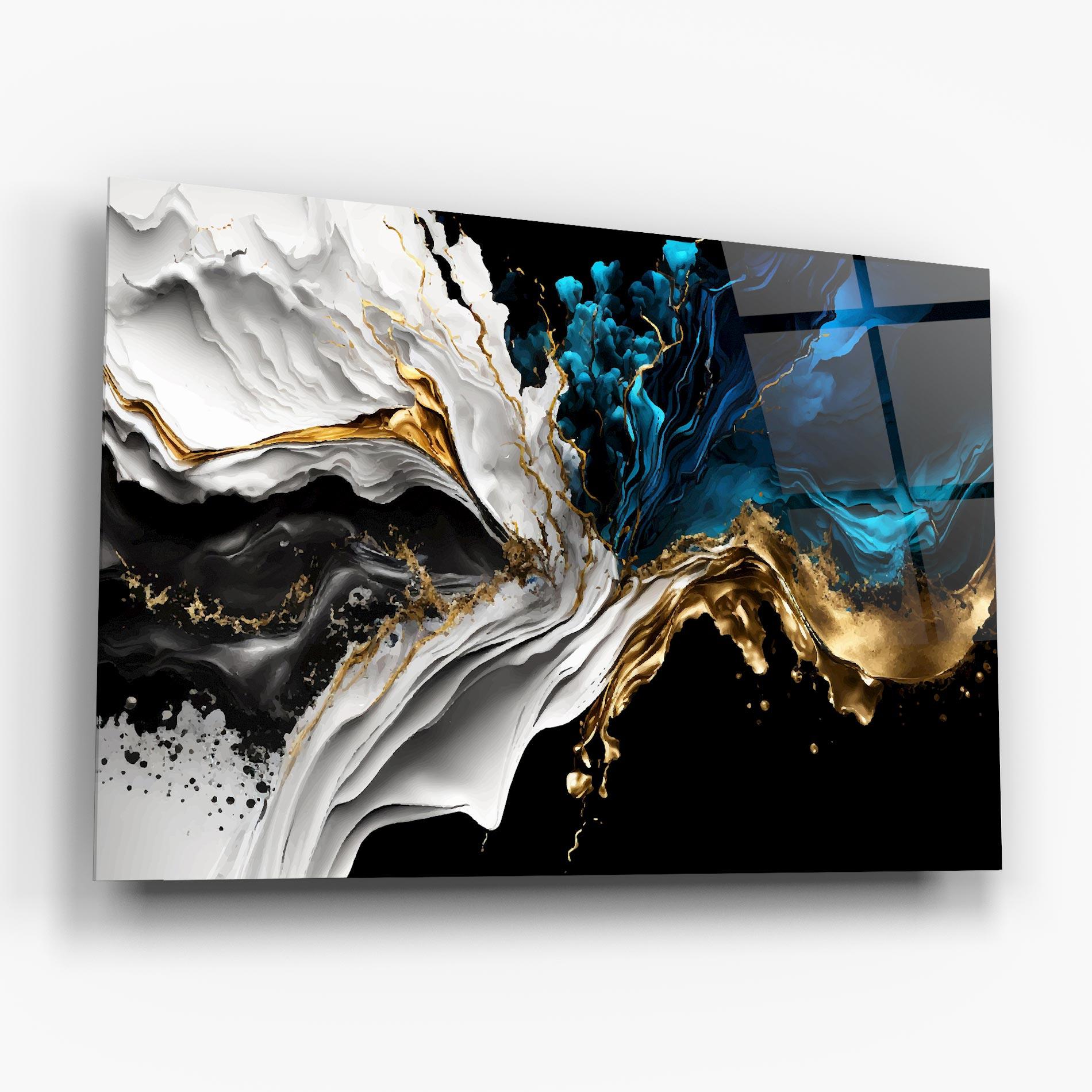 Стъклена картина White Black Wave mockup 6