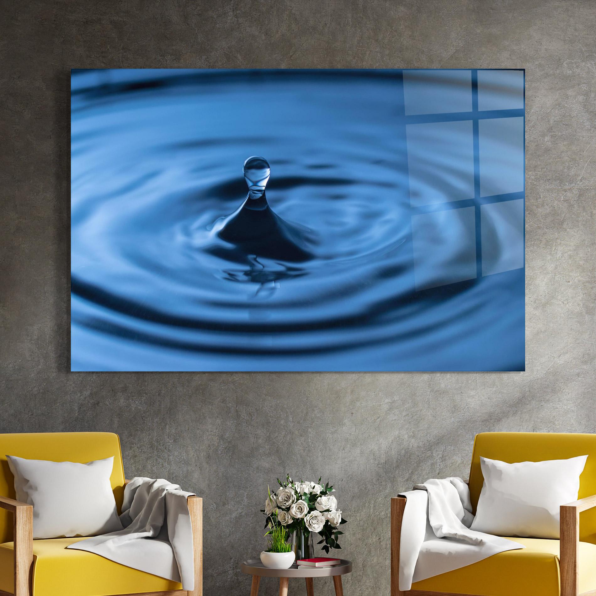 Стъклена картина Blue Small Drop mockup 4
