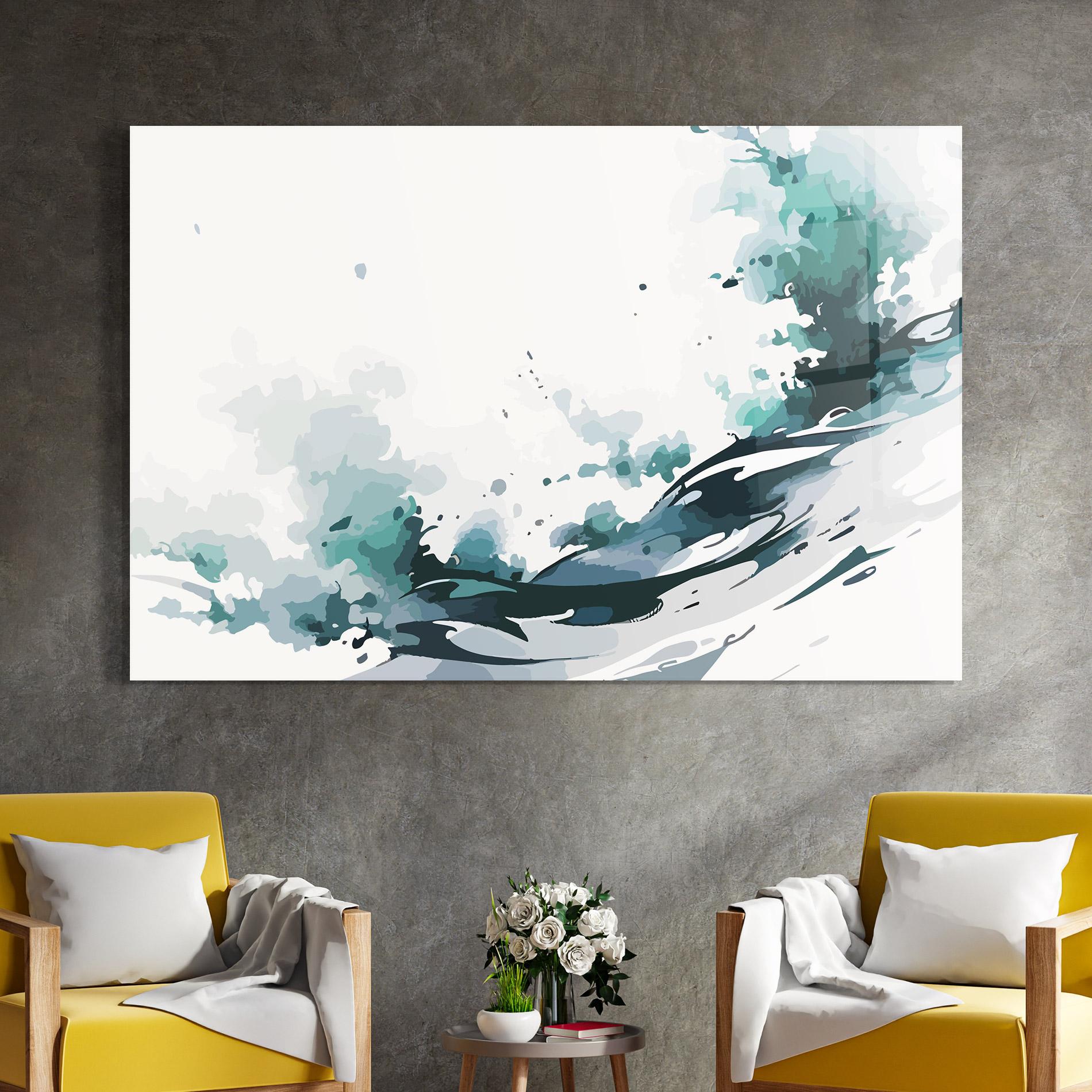 Стъклена картина Green Blue Wave mockup 4