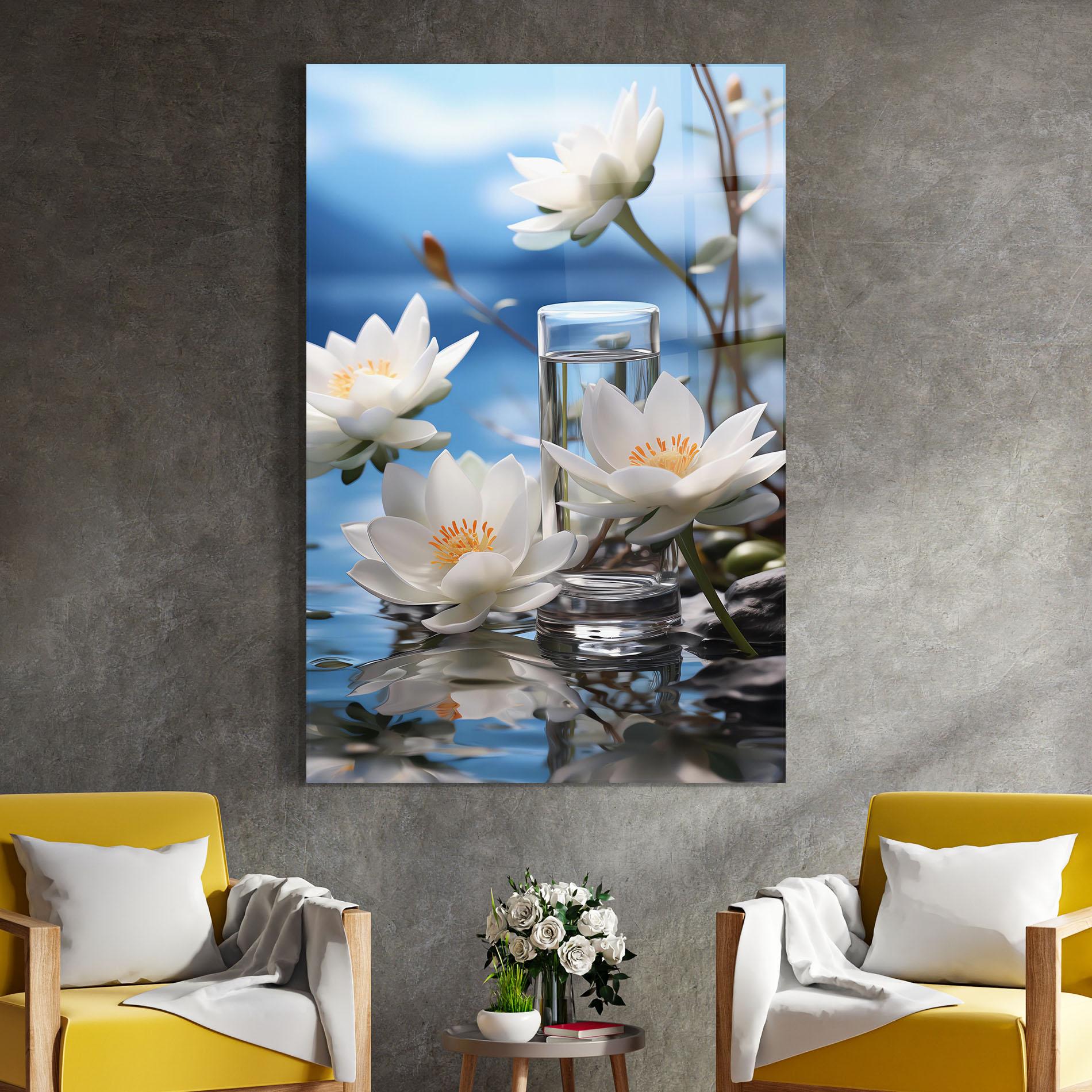 Стъклена картина Flower Water Glass mockup 4