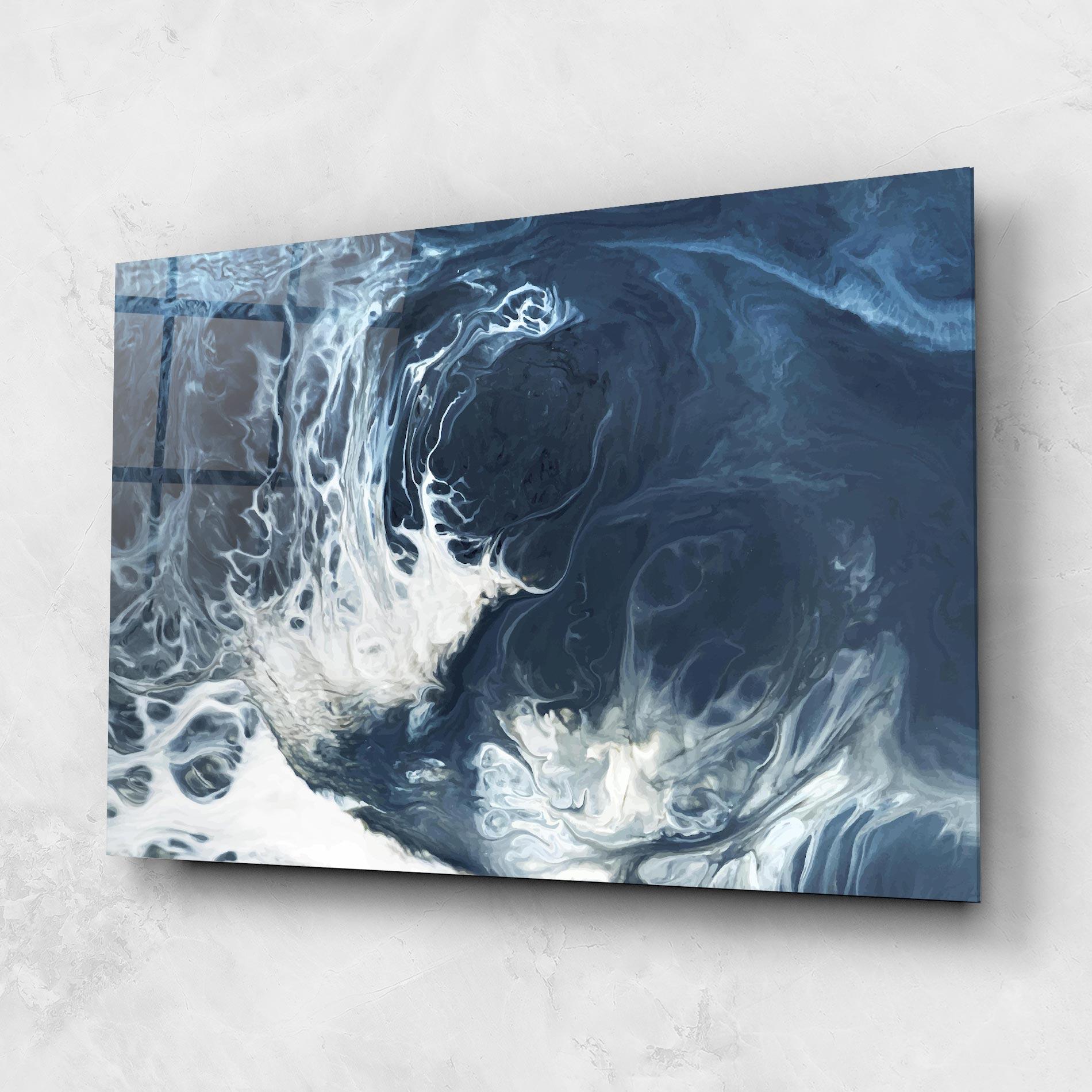 Стъклена картина Blue White Waves mockup 1
