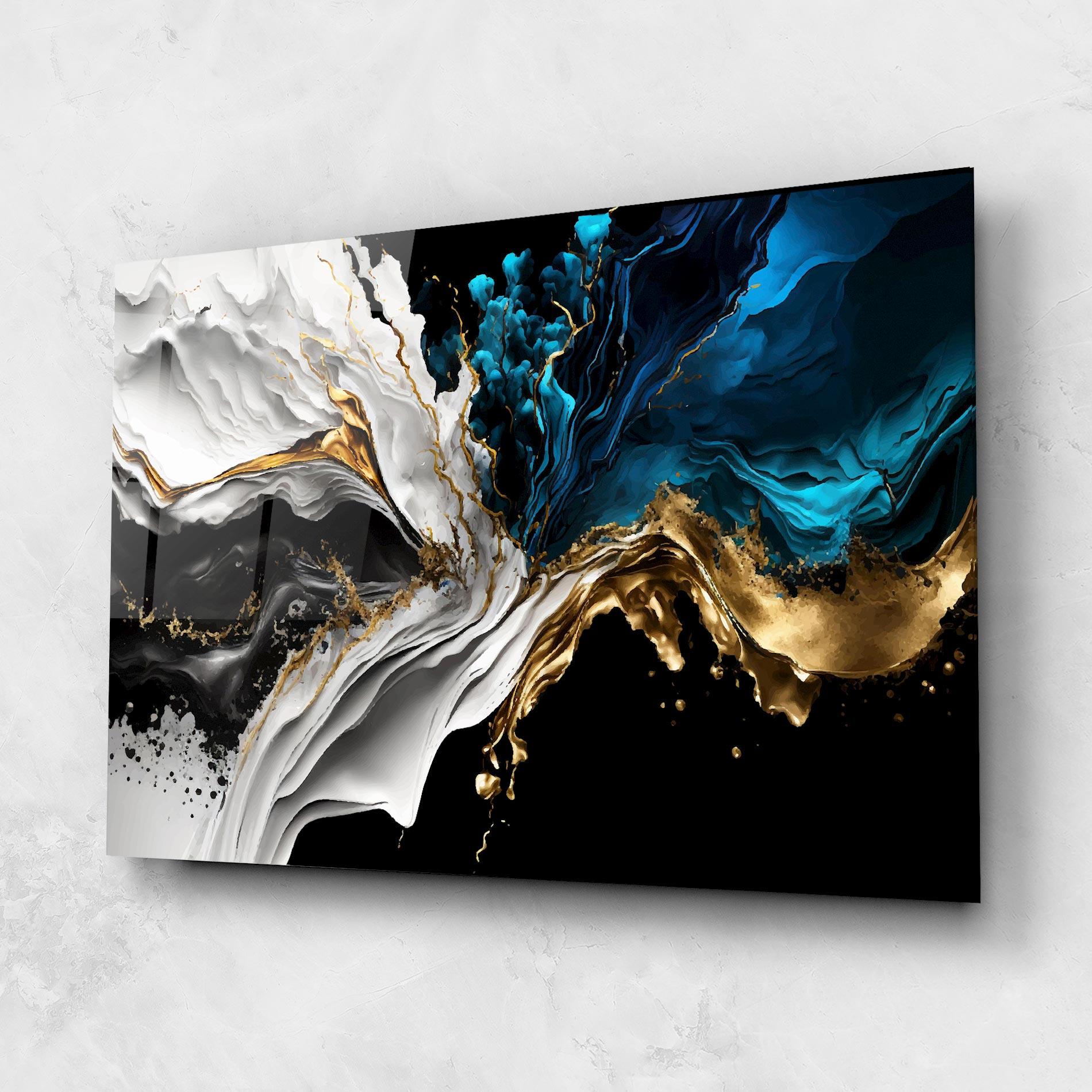 Стъклена картина White Black Wave mockup 1