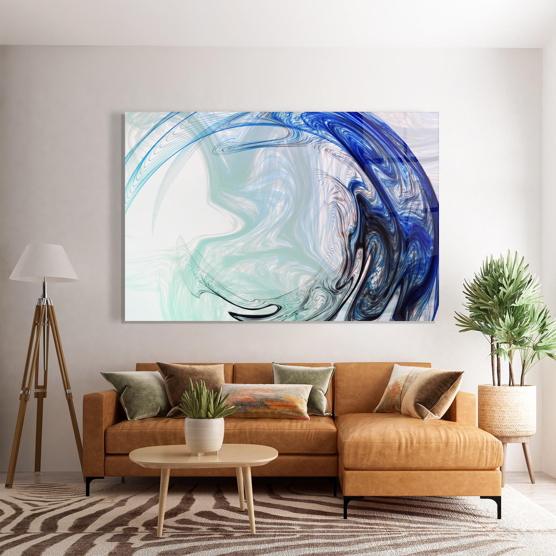 Стъклена картина Blue Black Art mockup 7