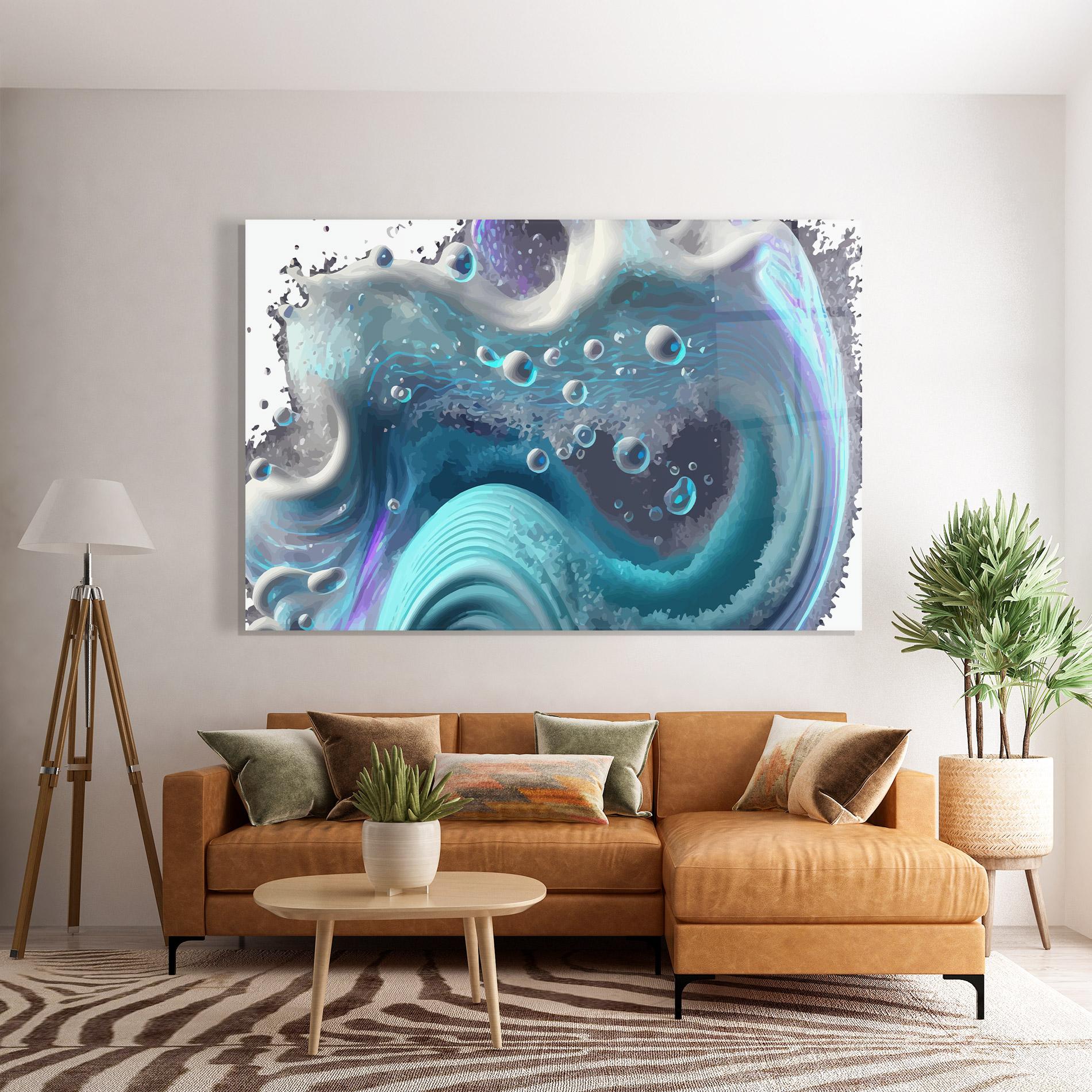 Стъклена картина Blue Purple Water mockup 7