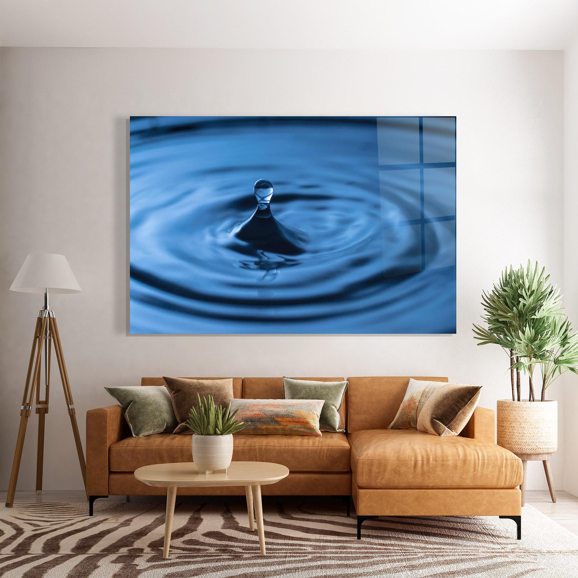 Стъклена картина Blue Small Drop mockup 7