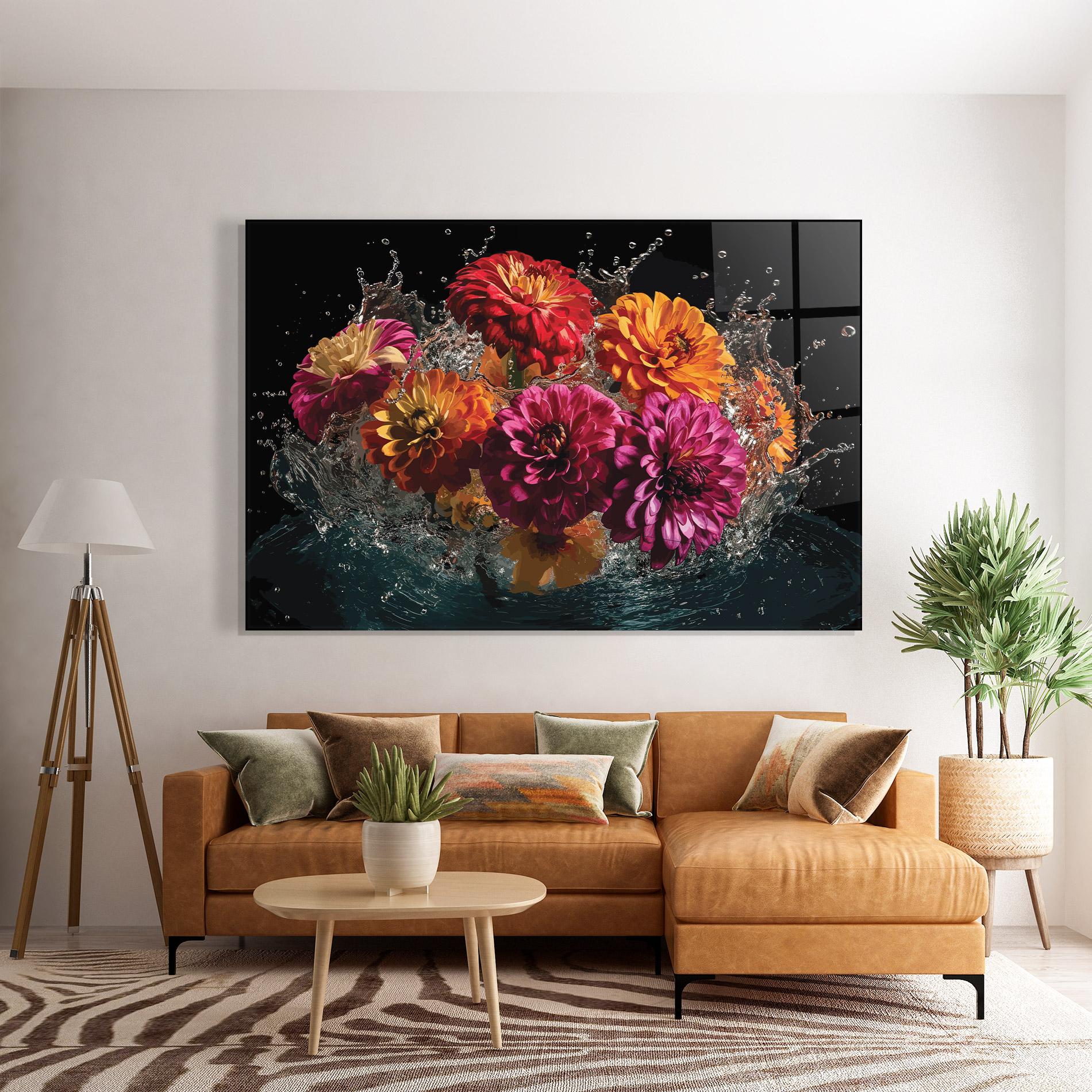 Стъклена картина Flower Water Splash mockup 7