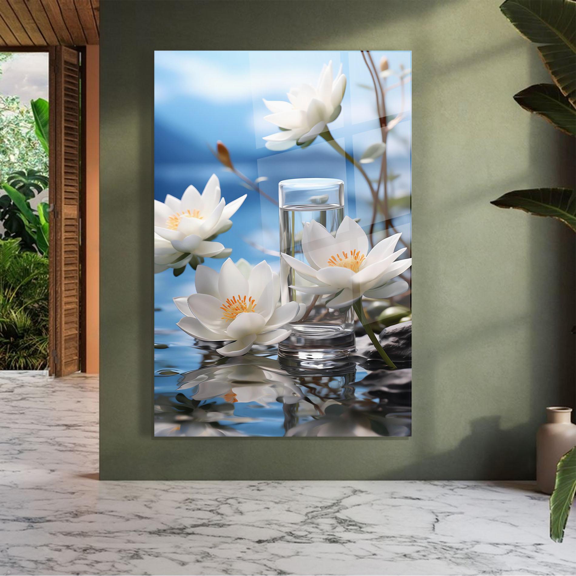 Стъклена картина Flower Water Glass mockup 7