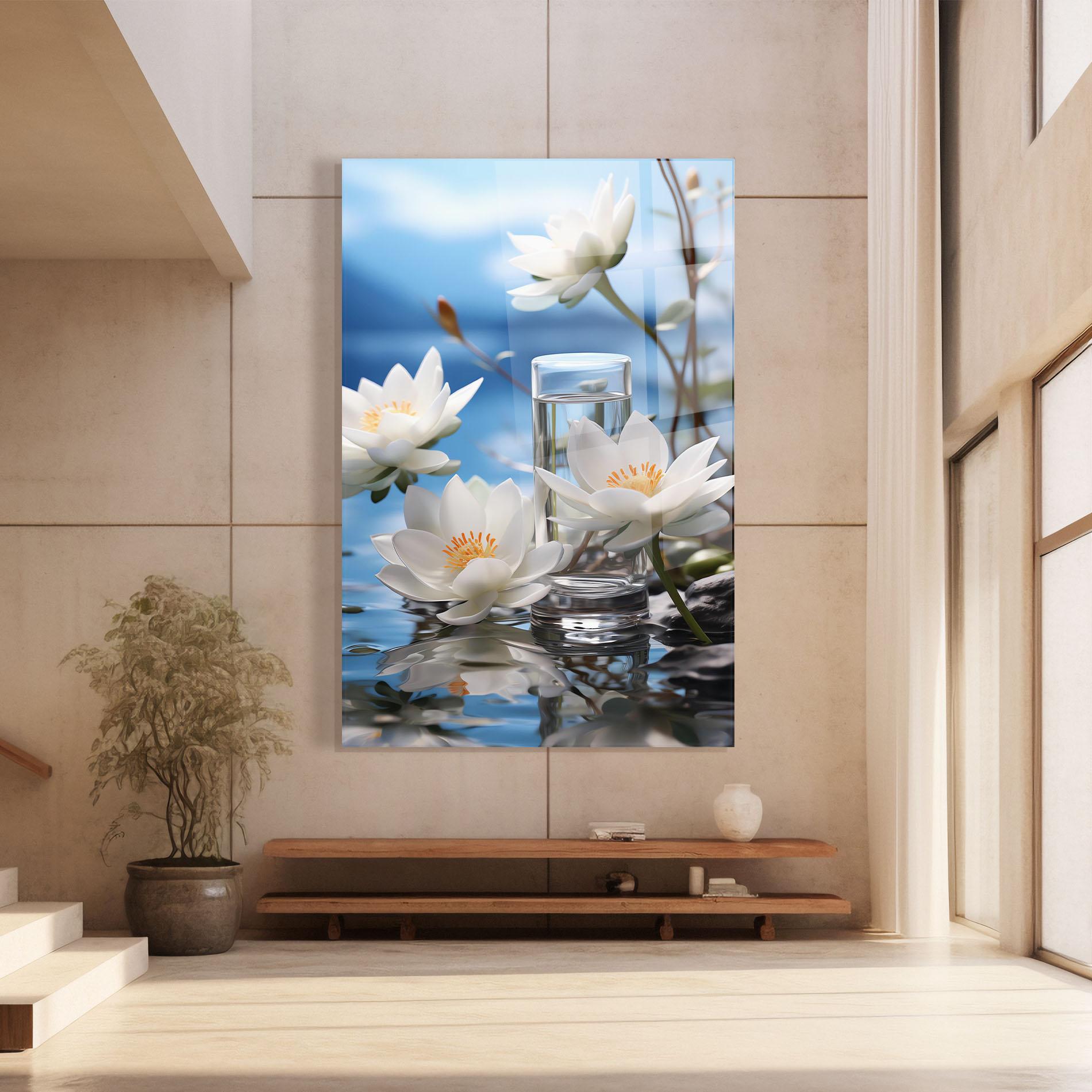 Стъклена картина Flower Water Glass mockup 8