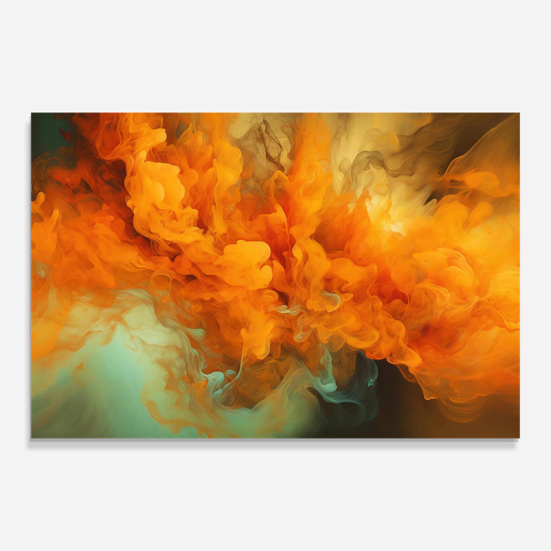 Стъклена картина Orange Fire Smoke mockup 0