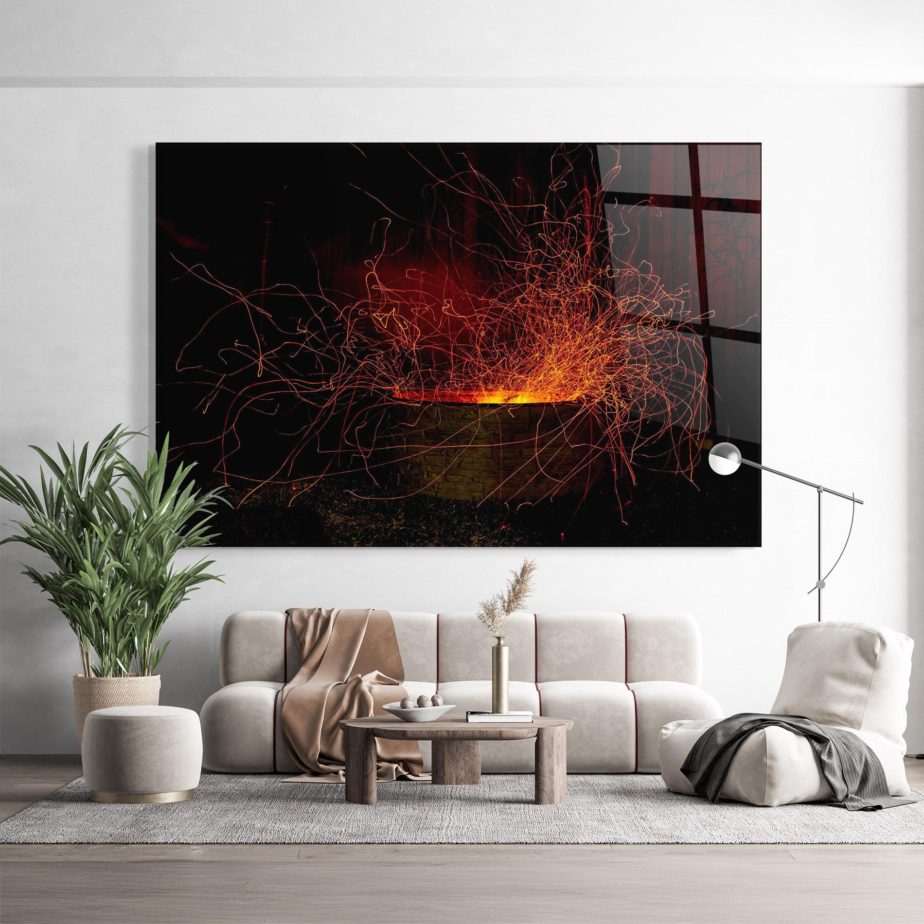 Стъклена картина Fire Drawing Effect mockup 9