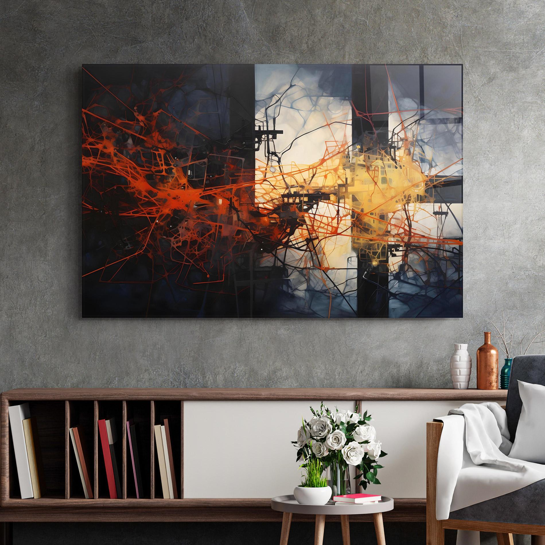 Стъклена картина Abstract Fire Style mockup 2