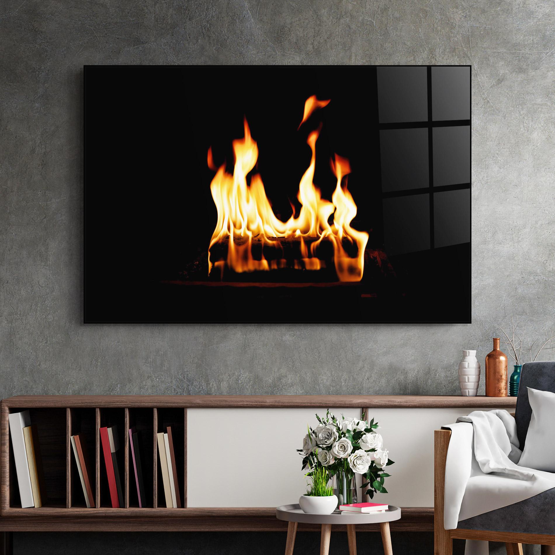 Стъклена картина Calm Fire mockup 2
