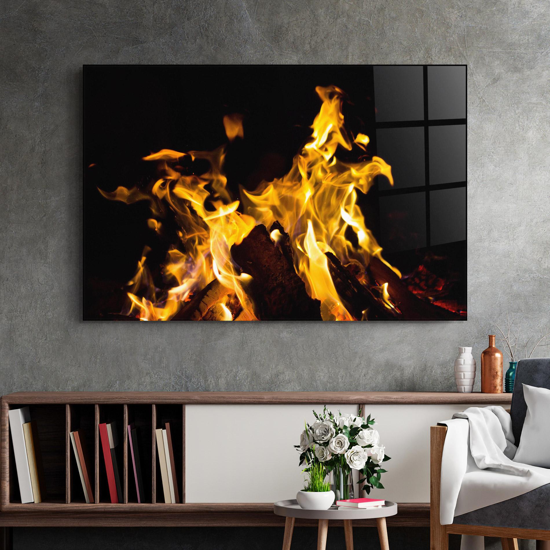 Стъклена картина Fire Dance mockup 2