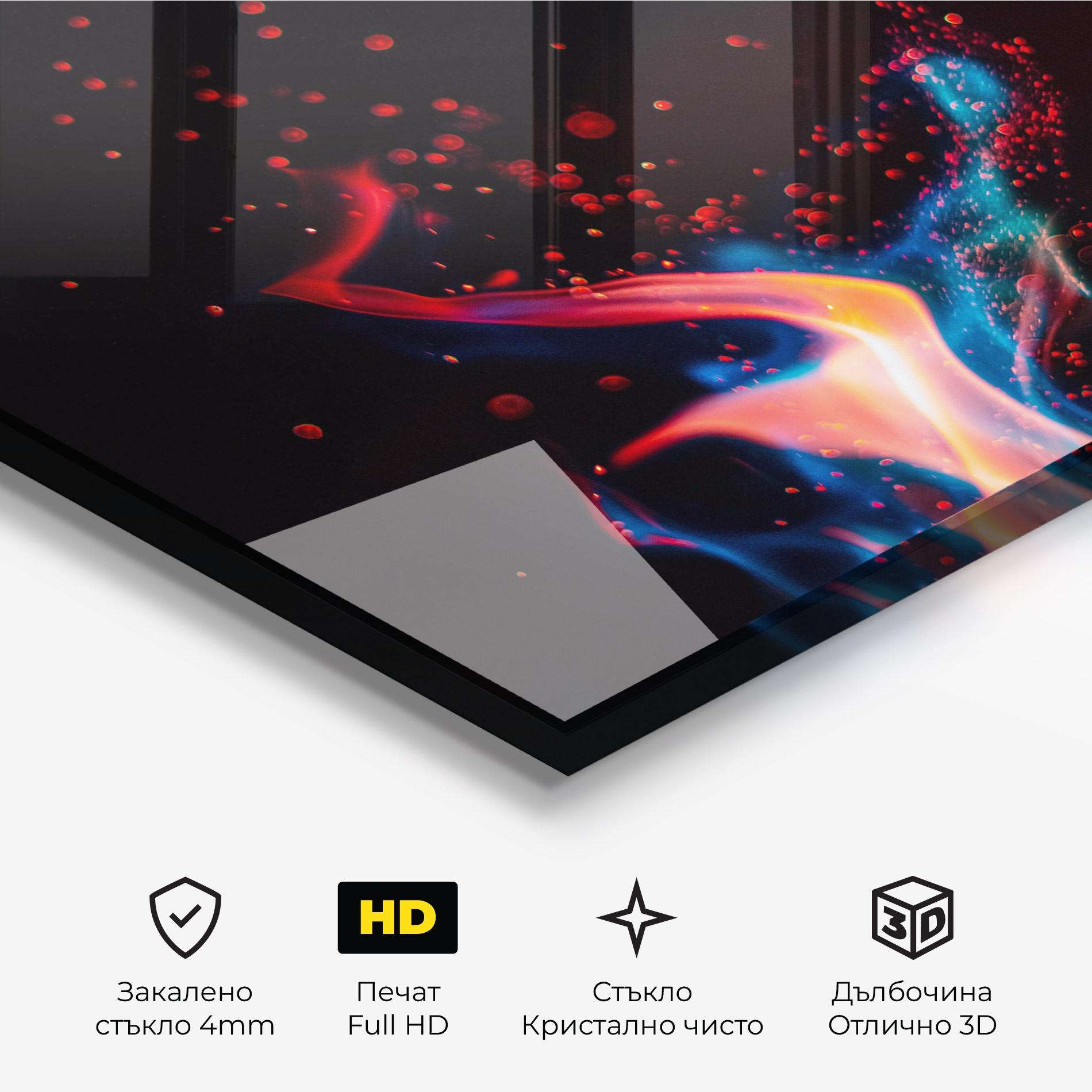 Стъклена картина Blue Pink Fire mockup 3