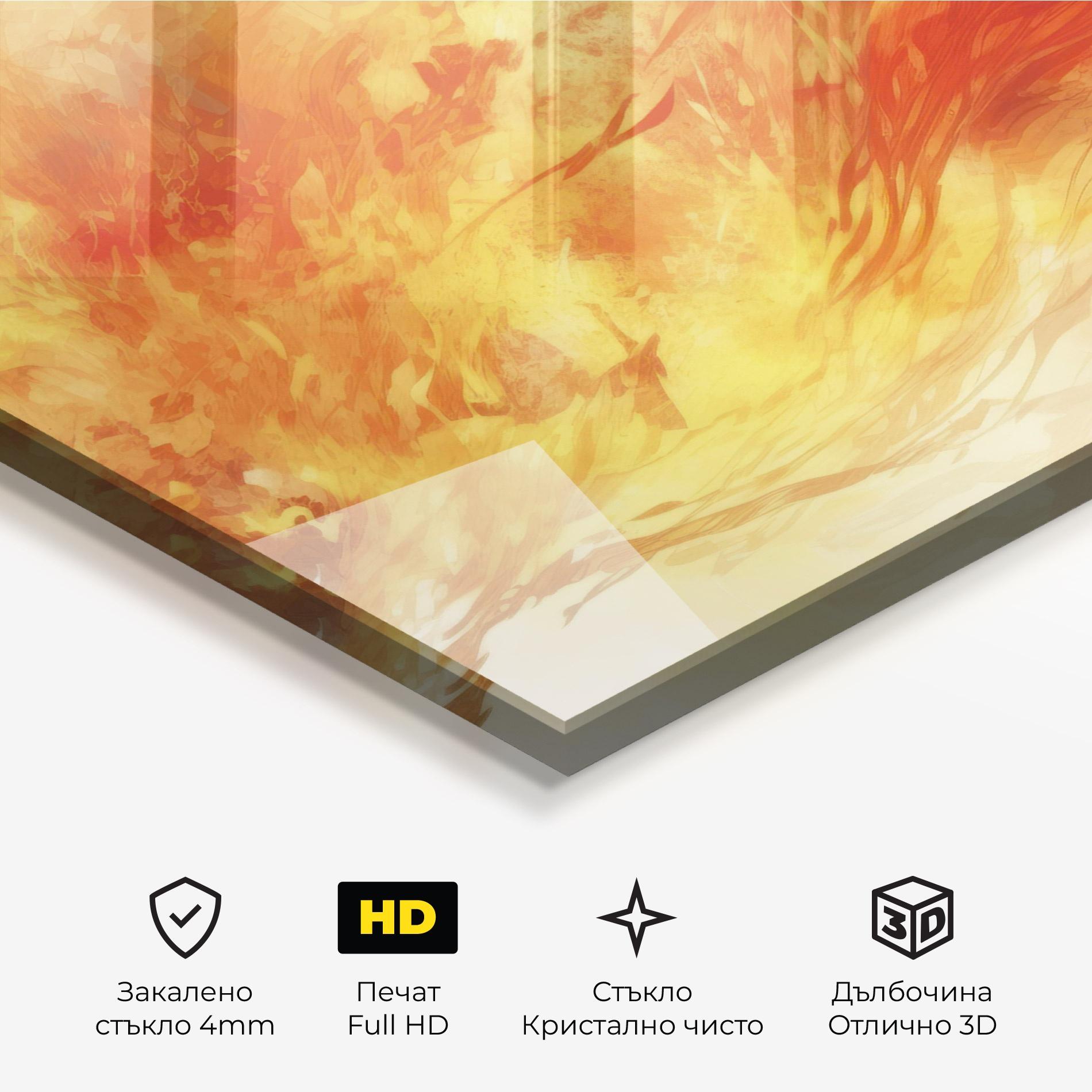 Стъклена картина Burning Sparkle mockup 3