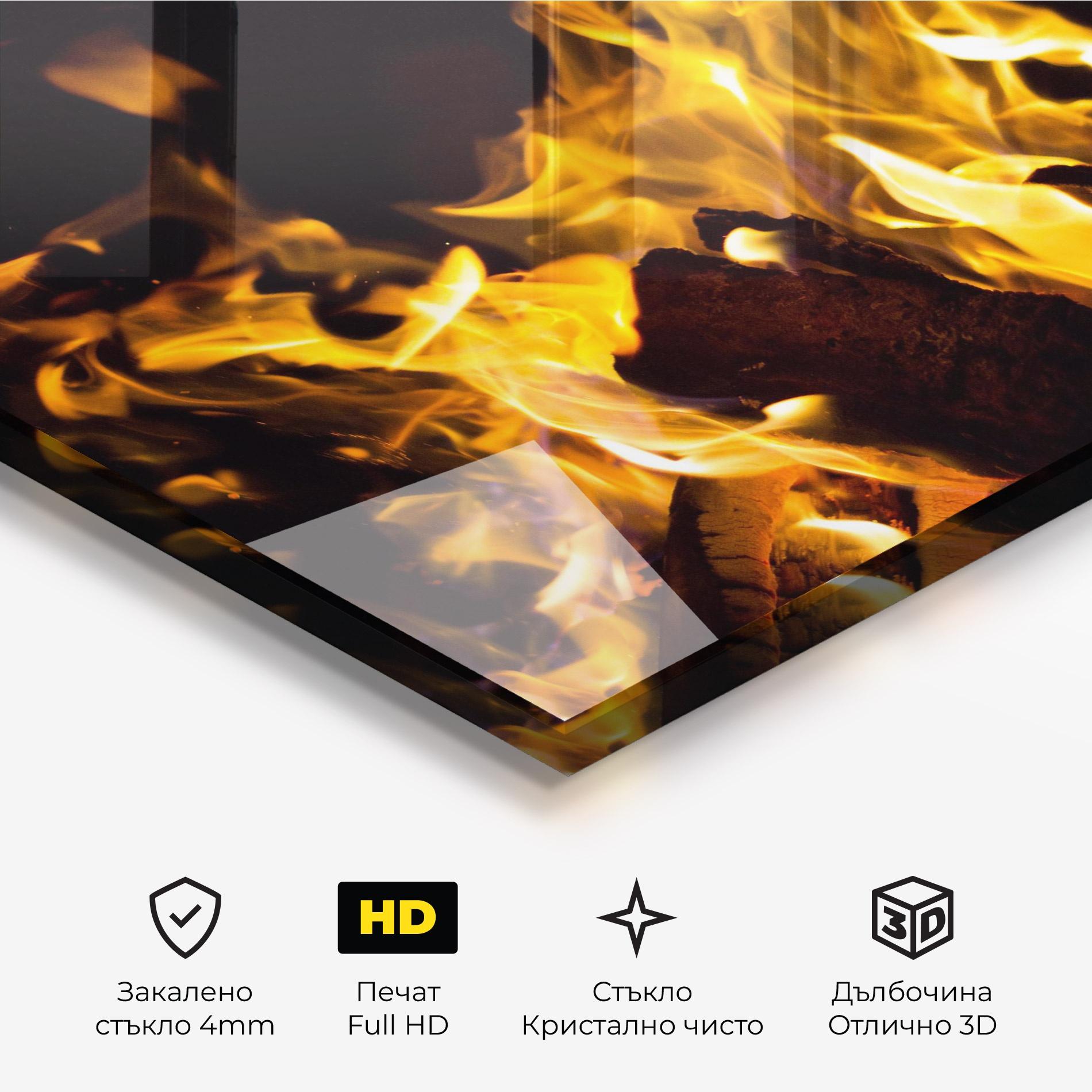 Стъклена картина Fire Dance mockup 3