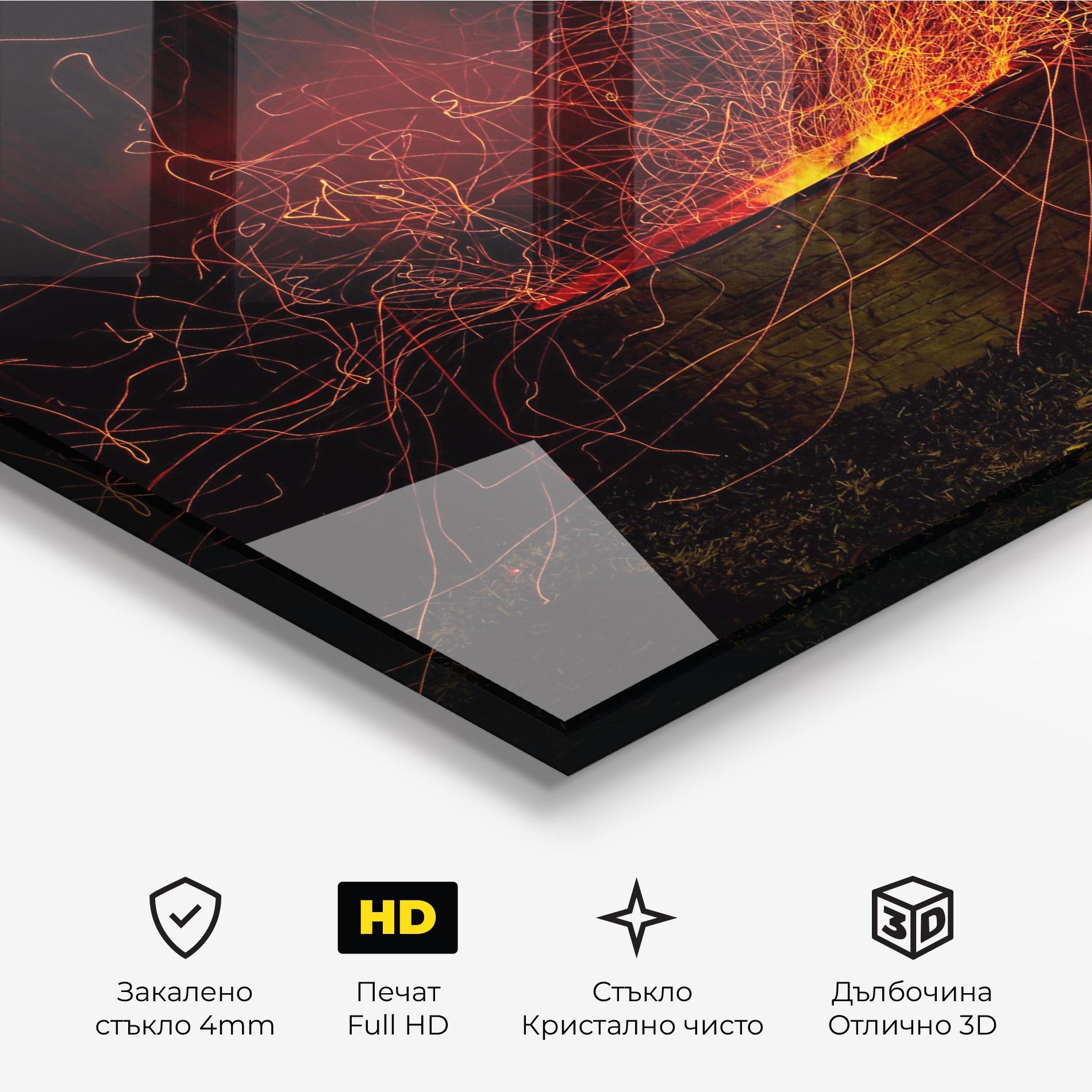 Стъклена картина Fire Drawing Effect mockup 3