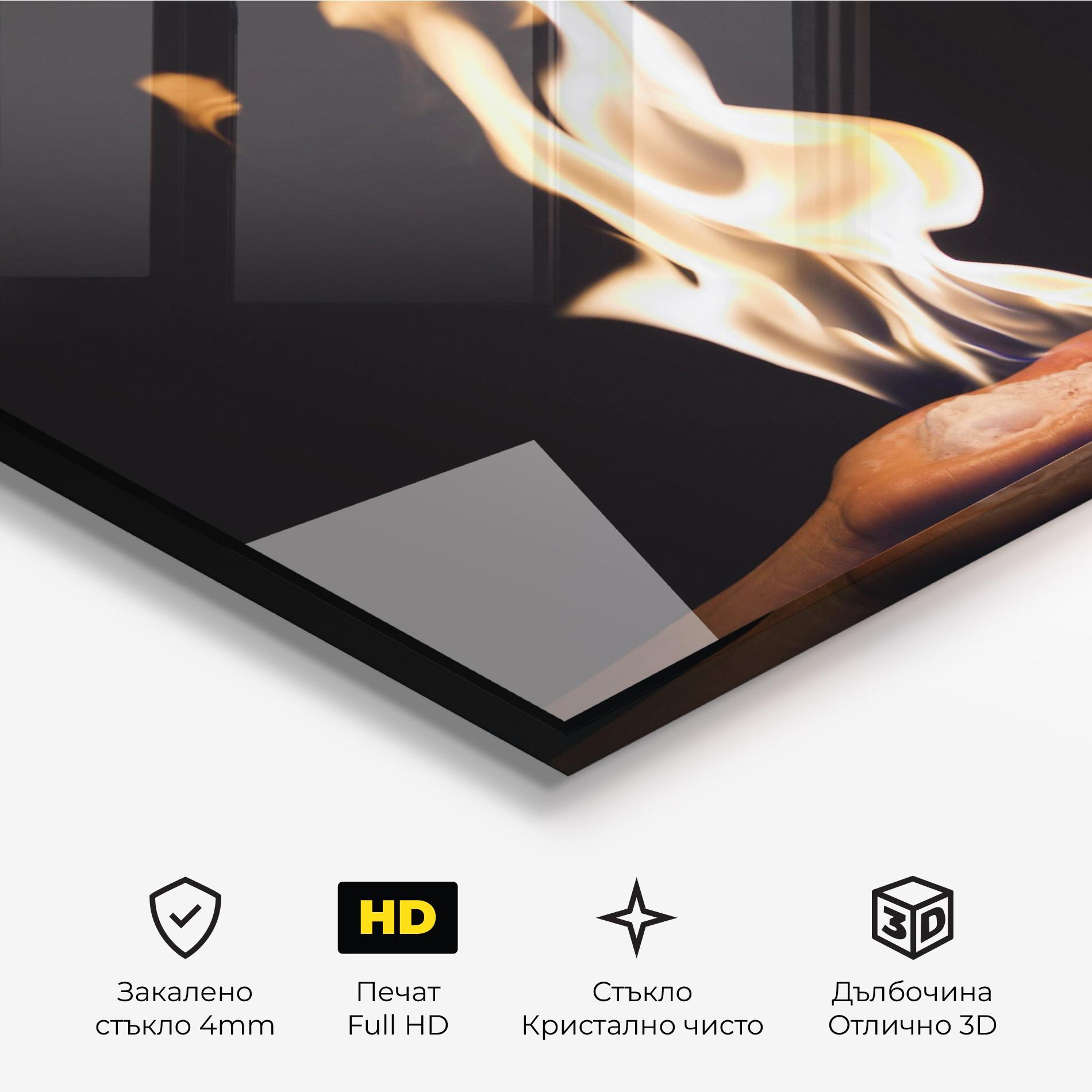 Стъклена картина Fire Palm mockup 3