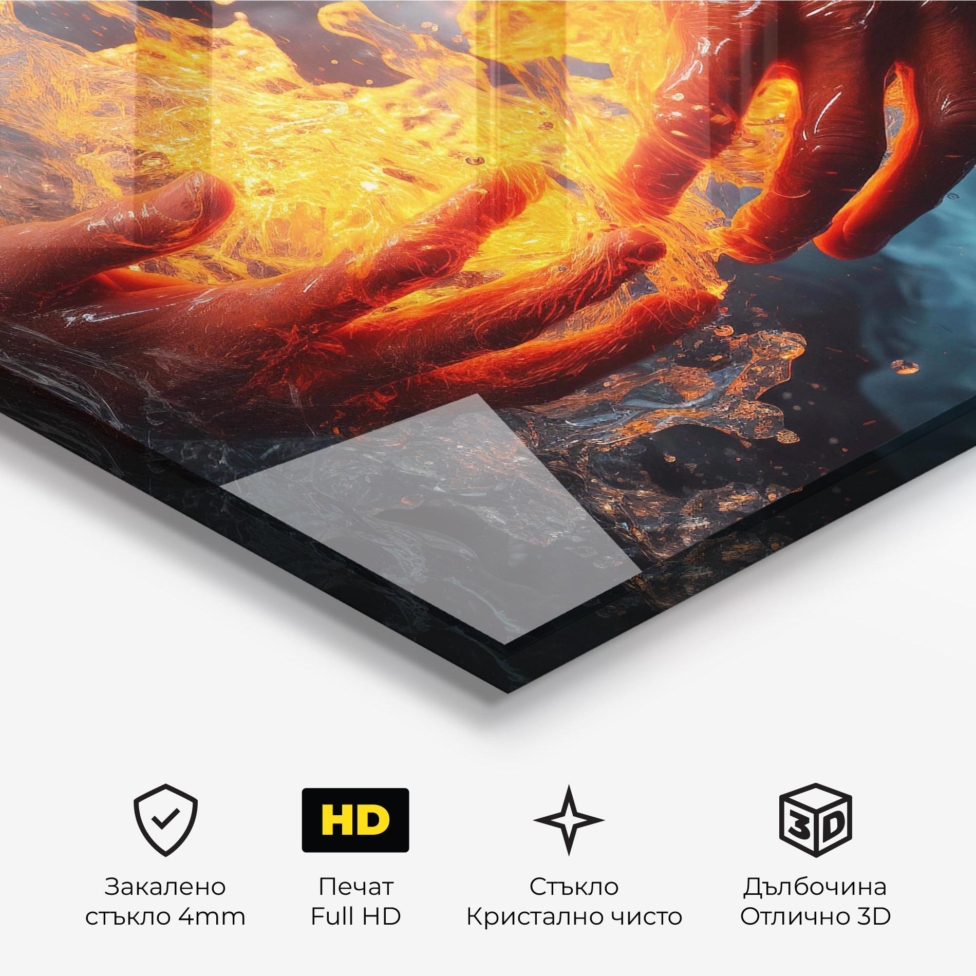 Стъклена картина Fire Water mockup 3