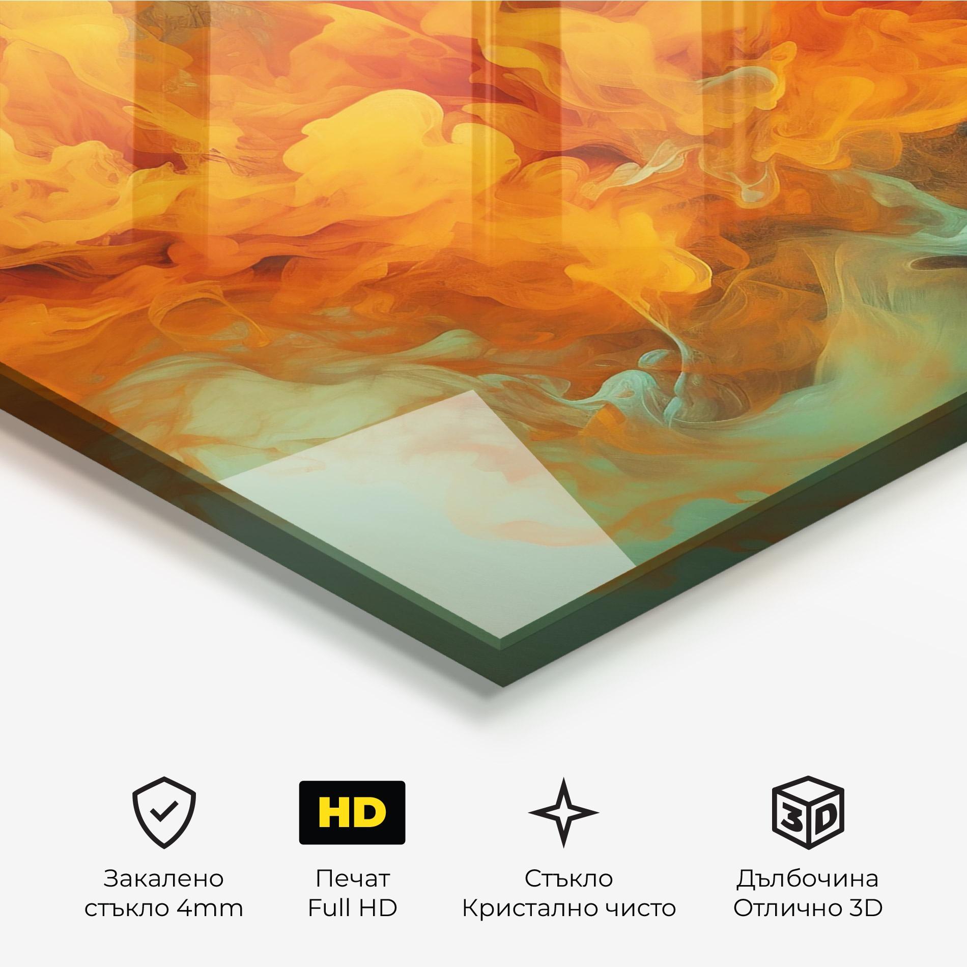 Стъклена картина Orange Fire Smoke mockup 3