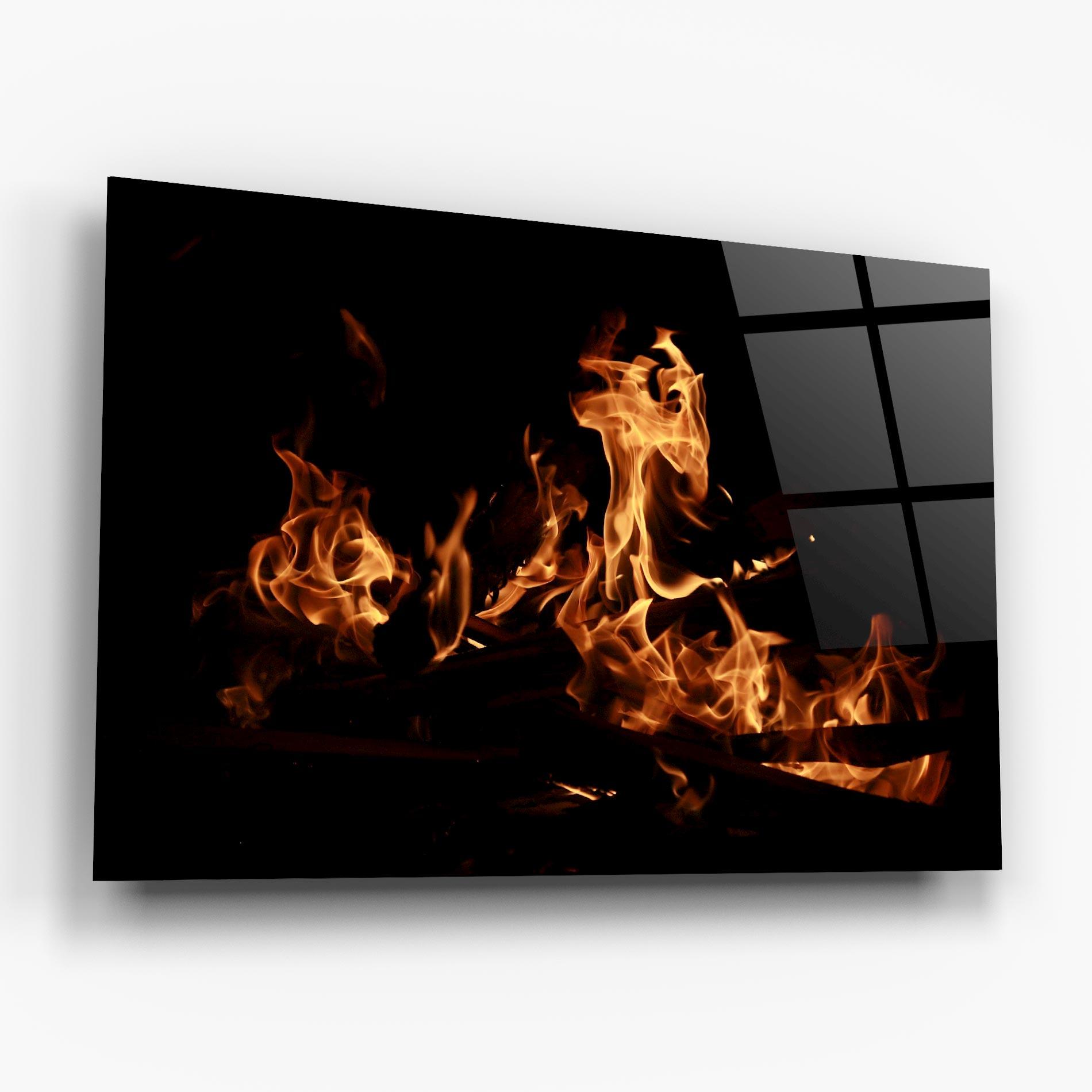 Стъклена картина Fire On Black mockup 6