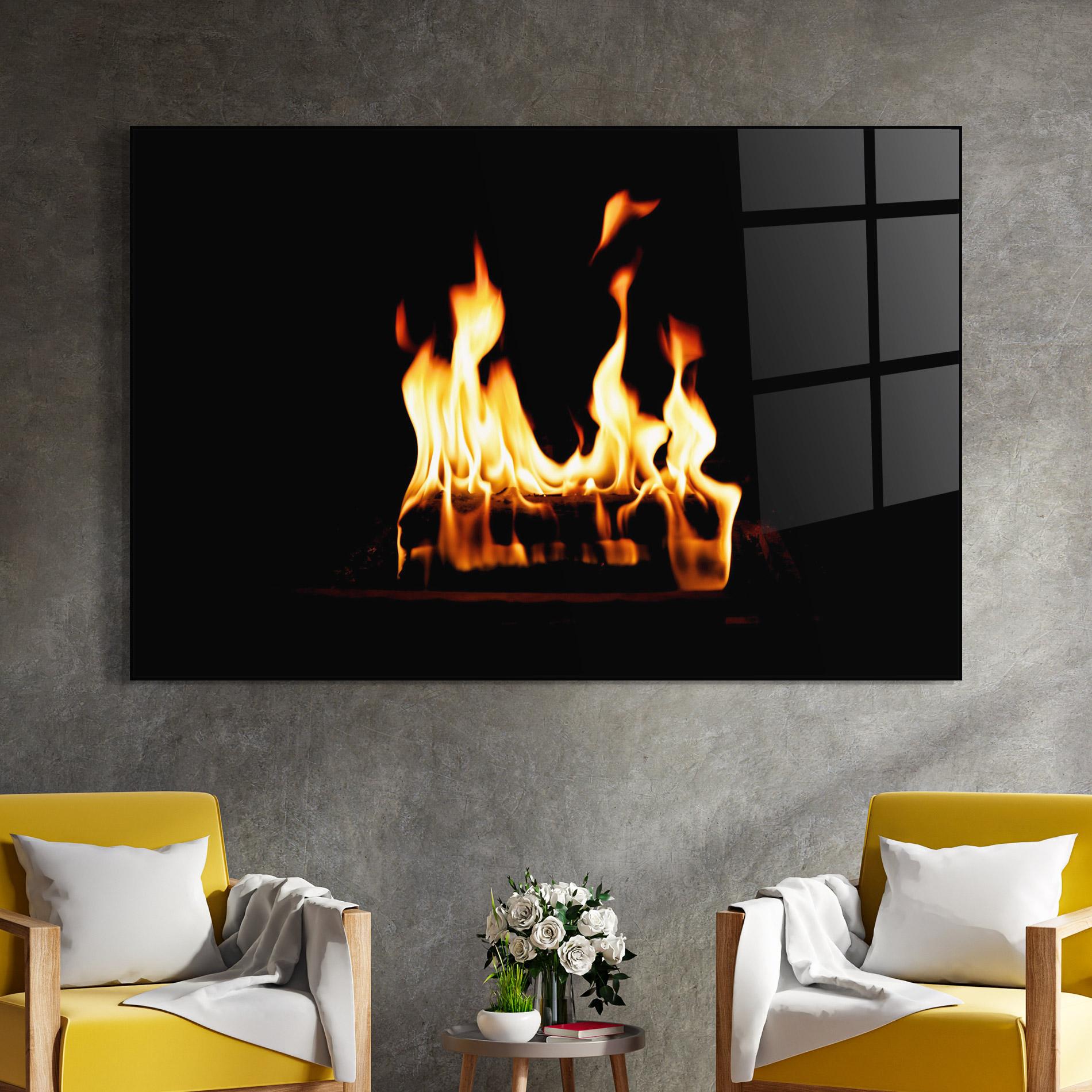 Стъклена картина Calm Fire mockup 4