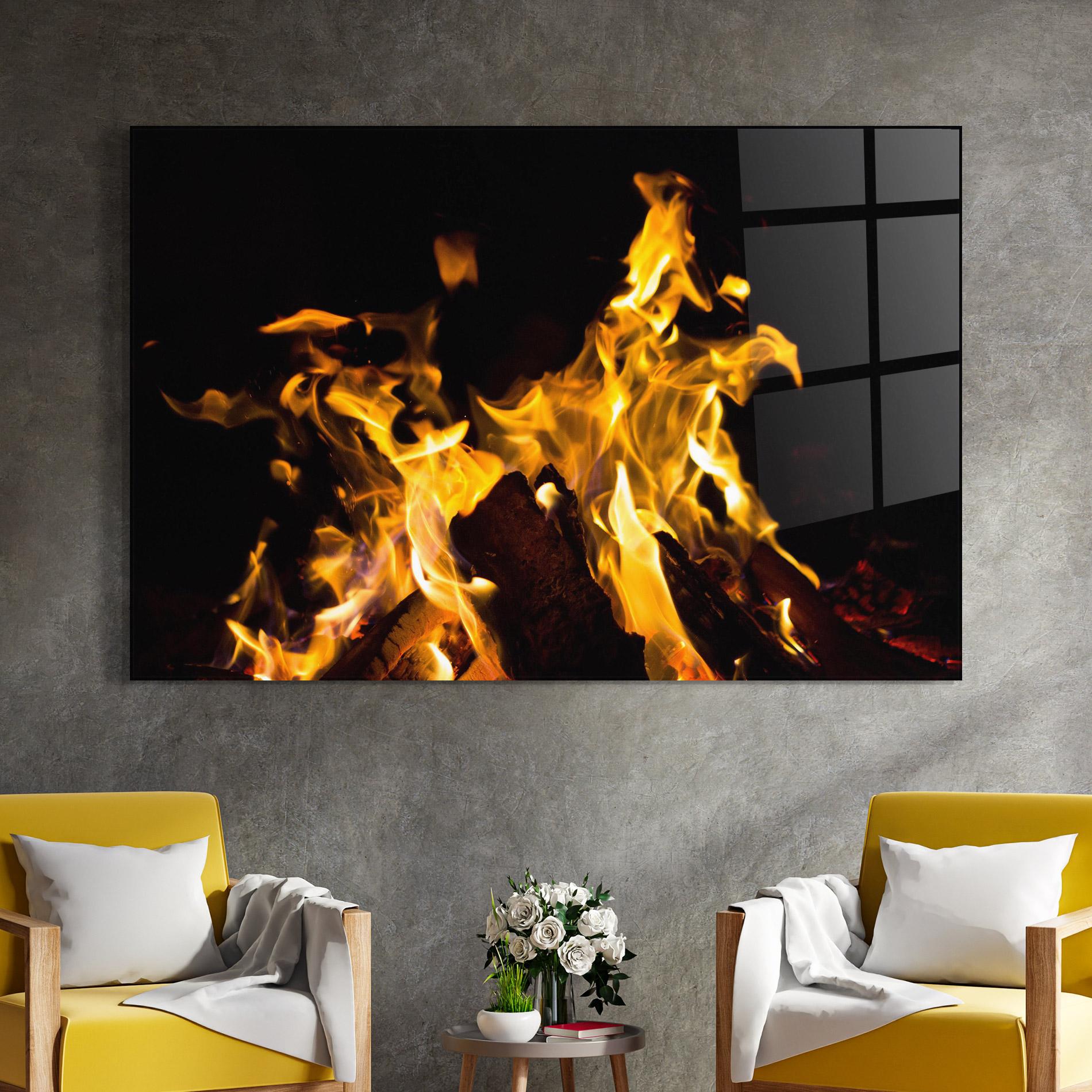 Стъклена картина Fire Dance mockup 4