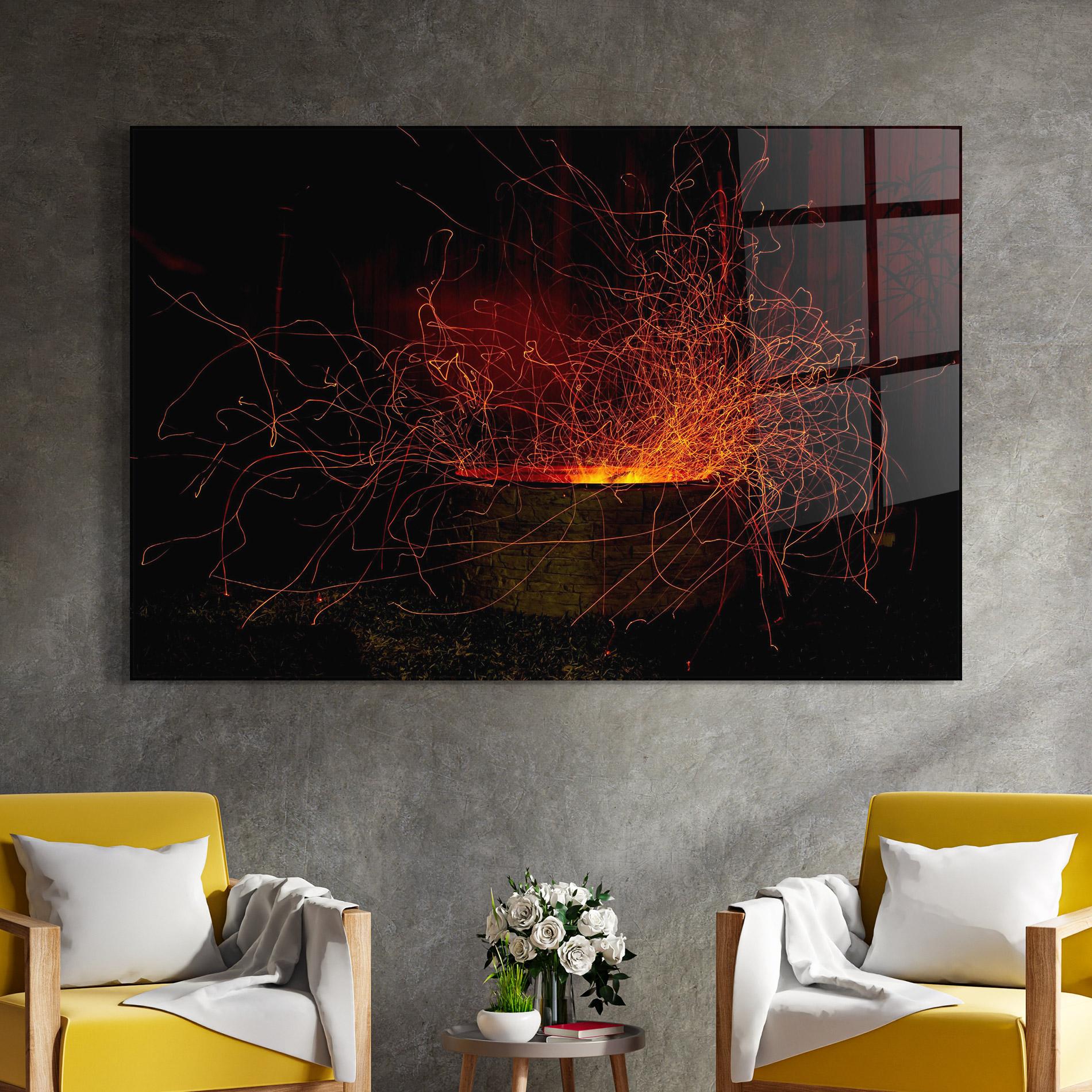 Стъклена картина Fire Drawing Effect mockup 4