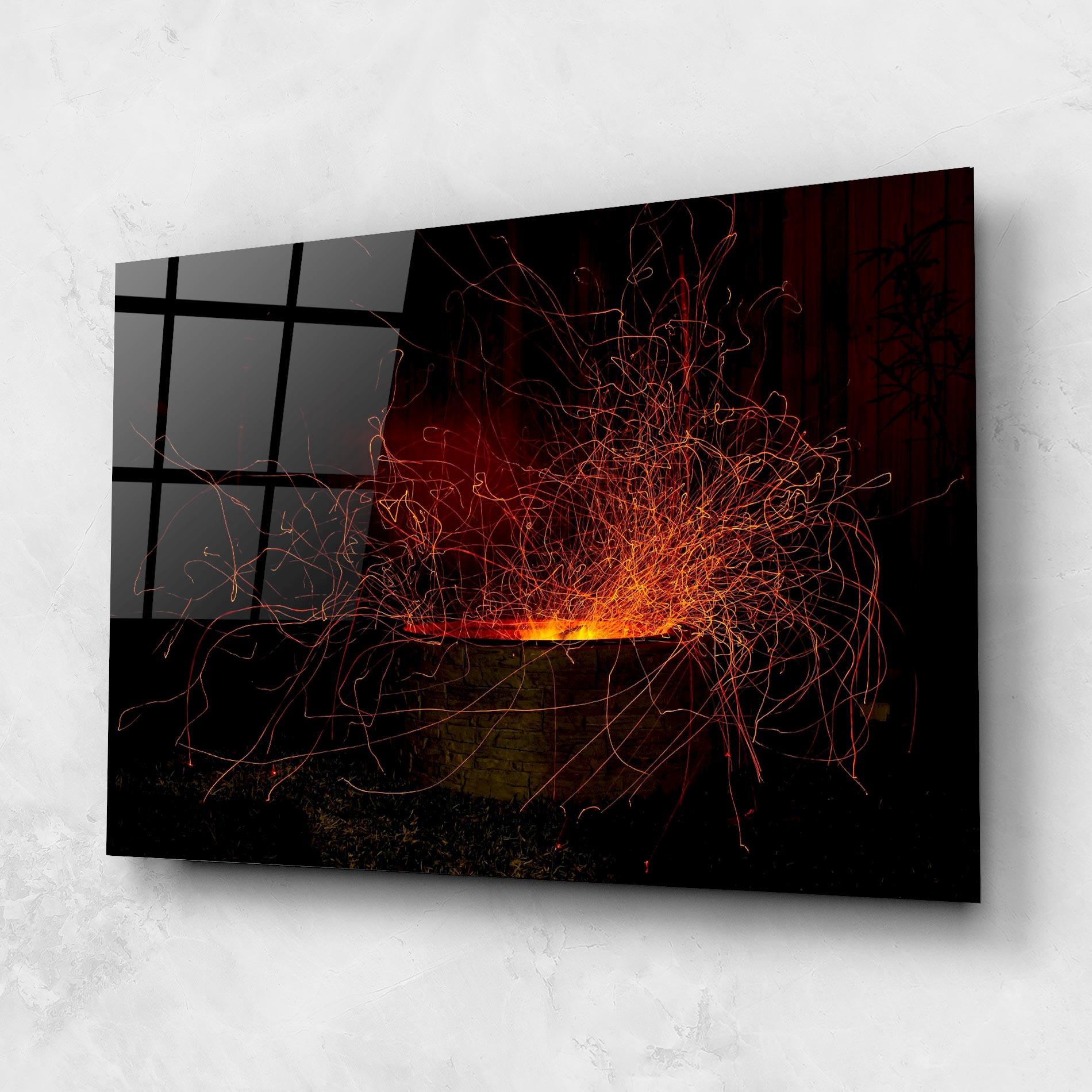 Стъклена картина Fire Drawing Effect mockup 1