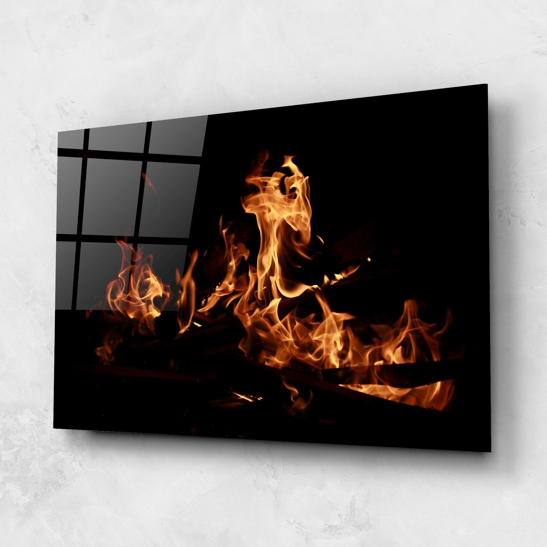 Стъклена картина Fire On Black mockup 1