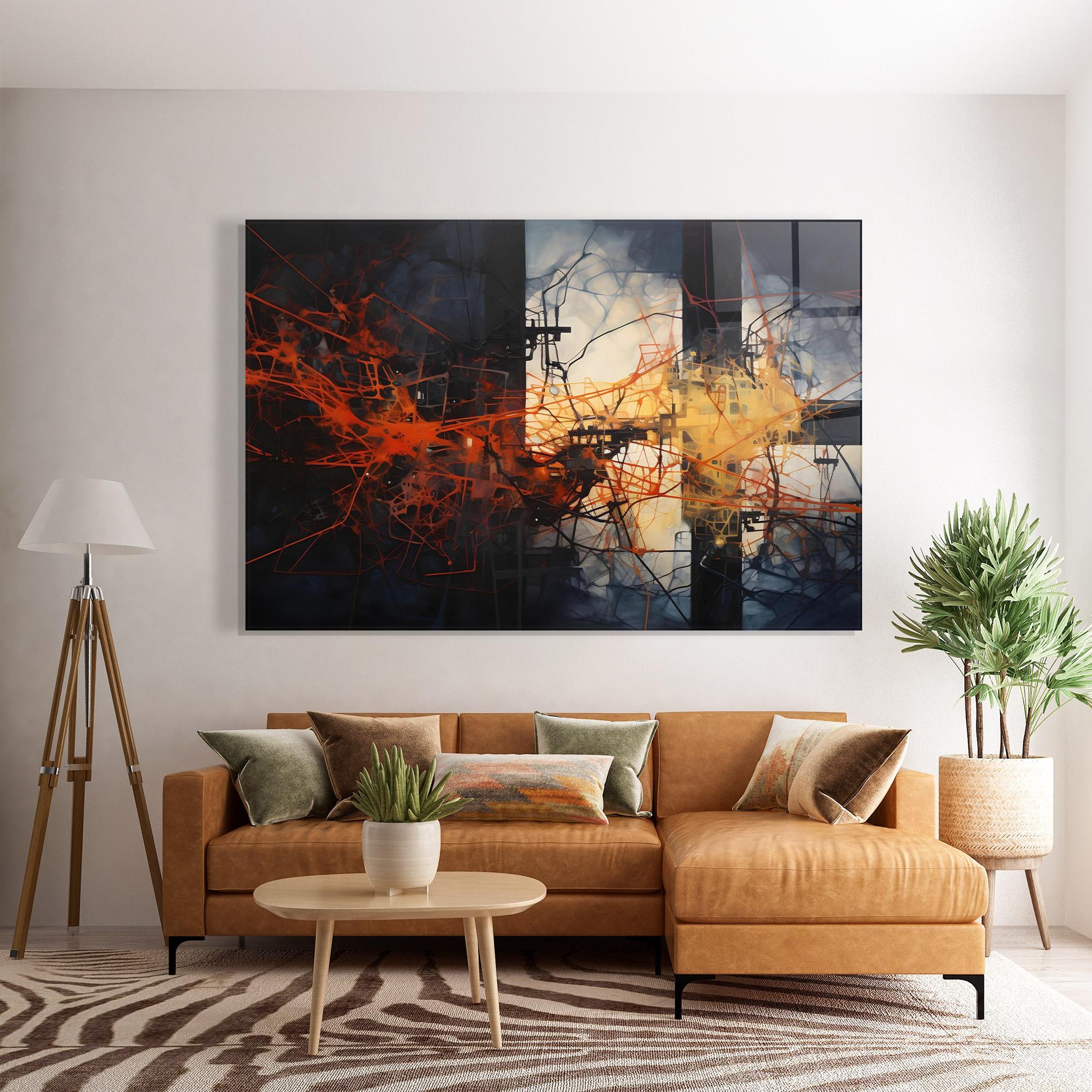 Стъклена картина Abstract Fire Style mockup 7