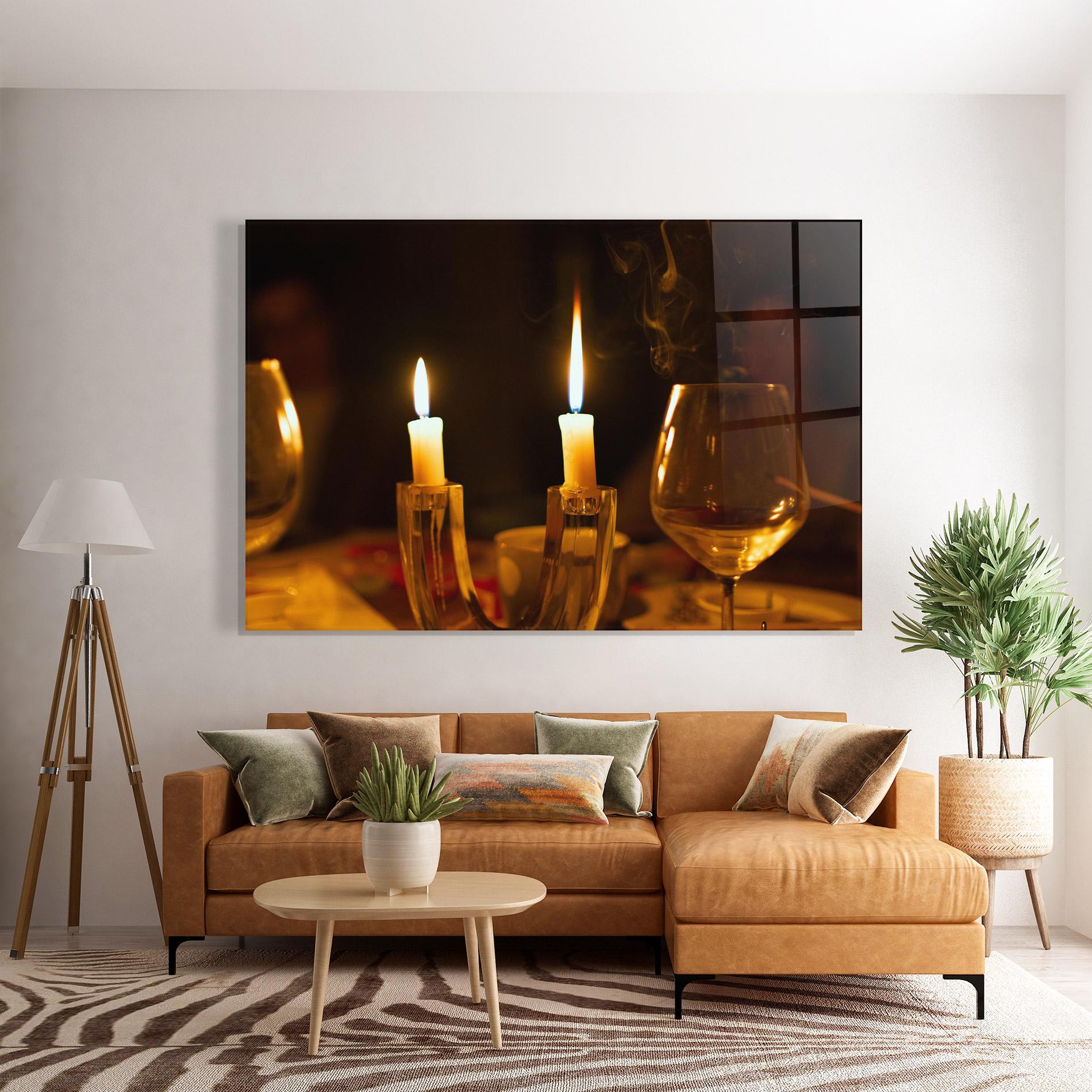 Стъклена картина Candle Light mockup 7