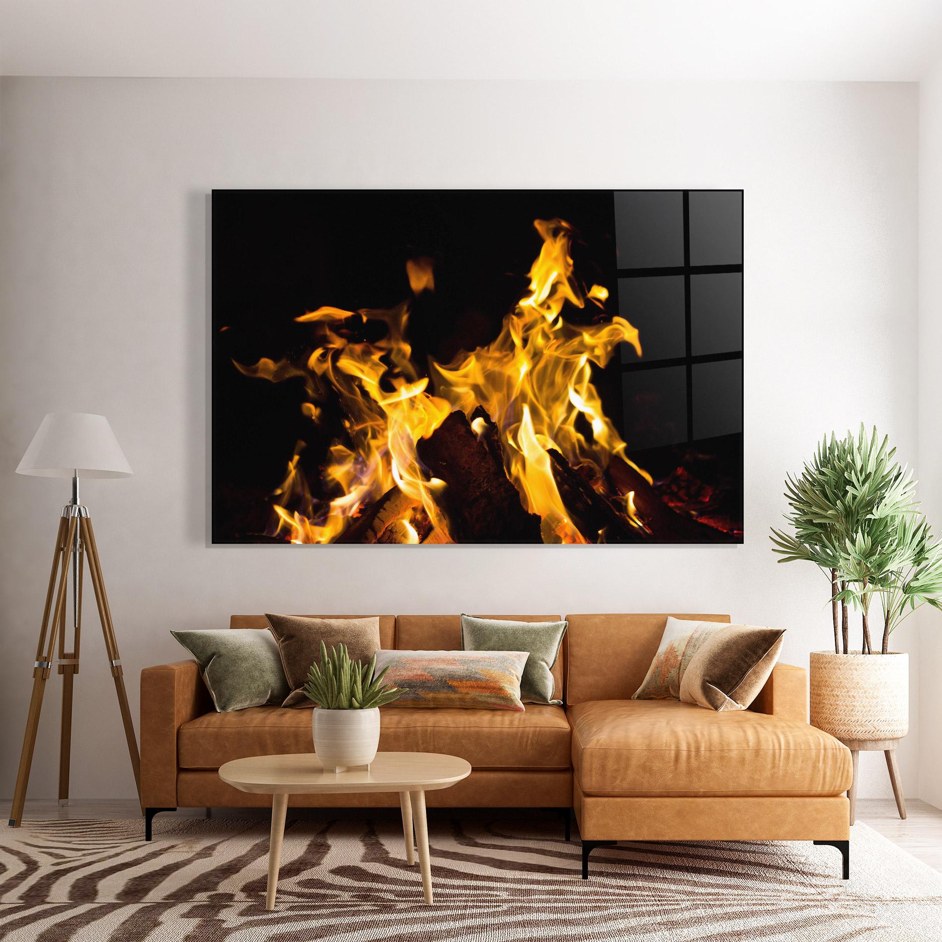 Стъклена картина Fire Dance mockup 7