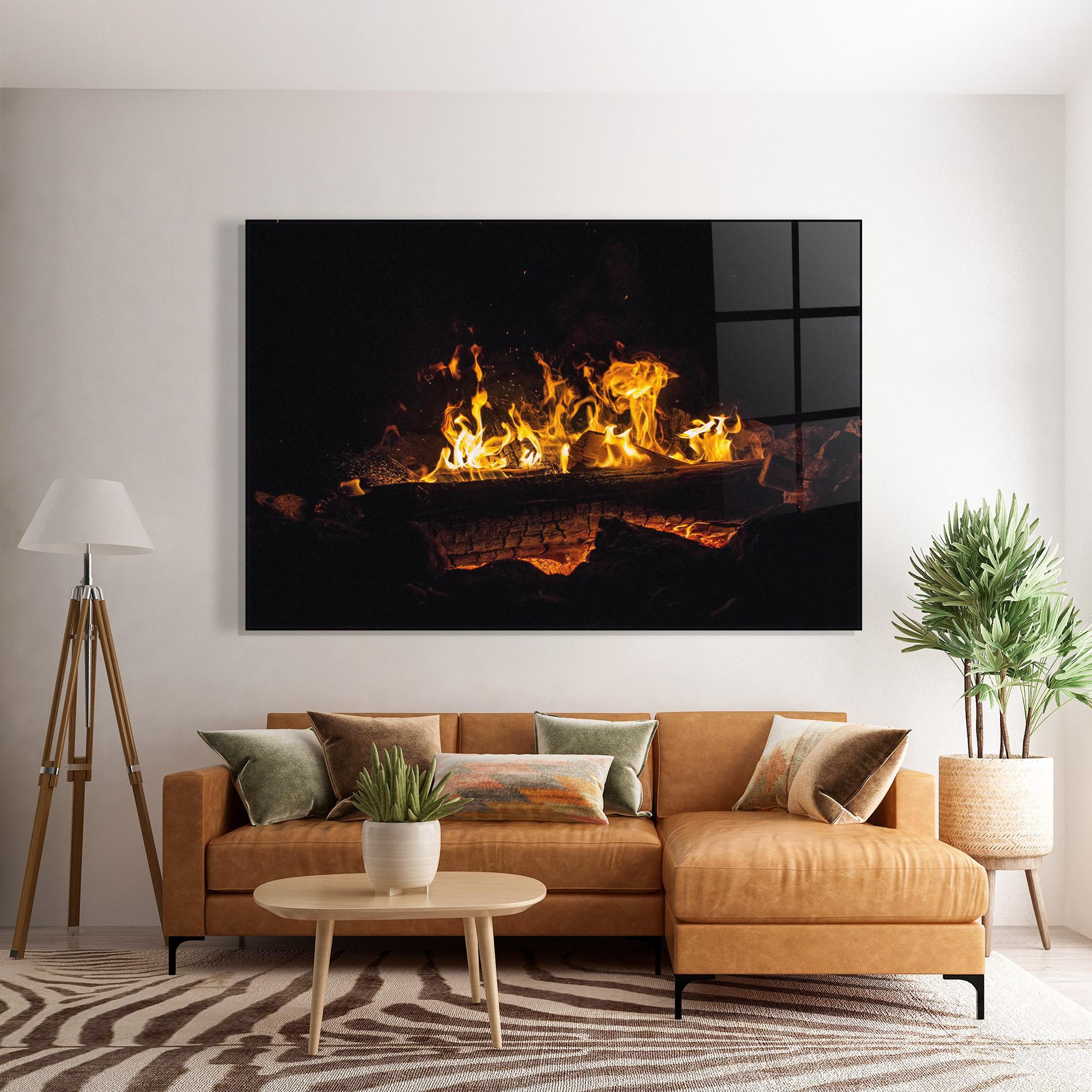 Стъклена картина Fire Wood mockup 7