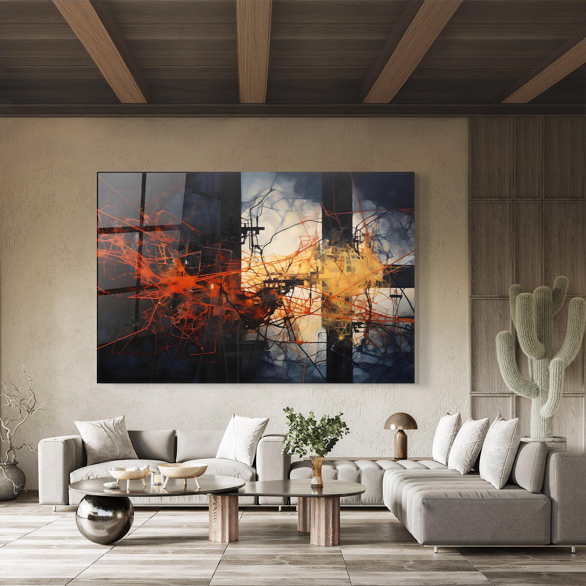 Стъклена картина Abstract Fire Style mockup 8