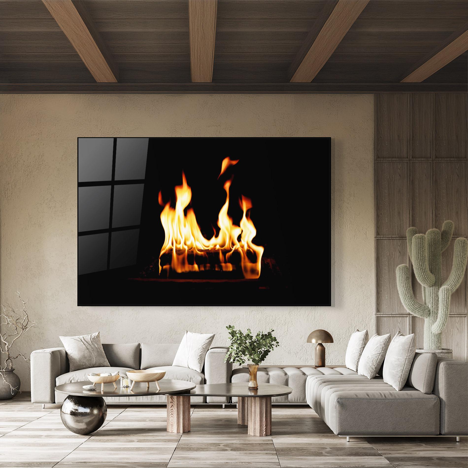 Стъклена картина Calm Fire mockup 8