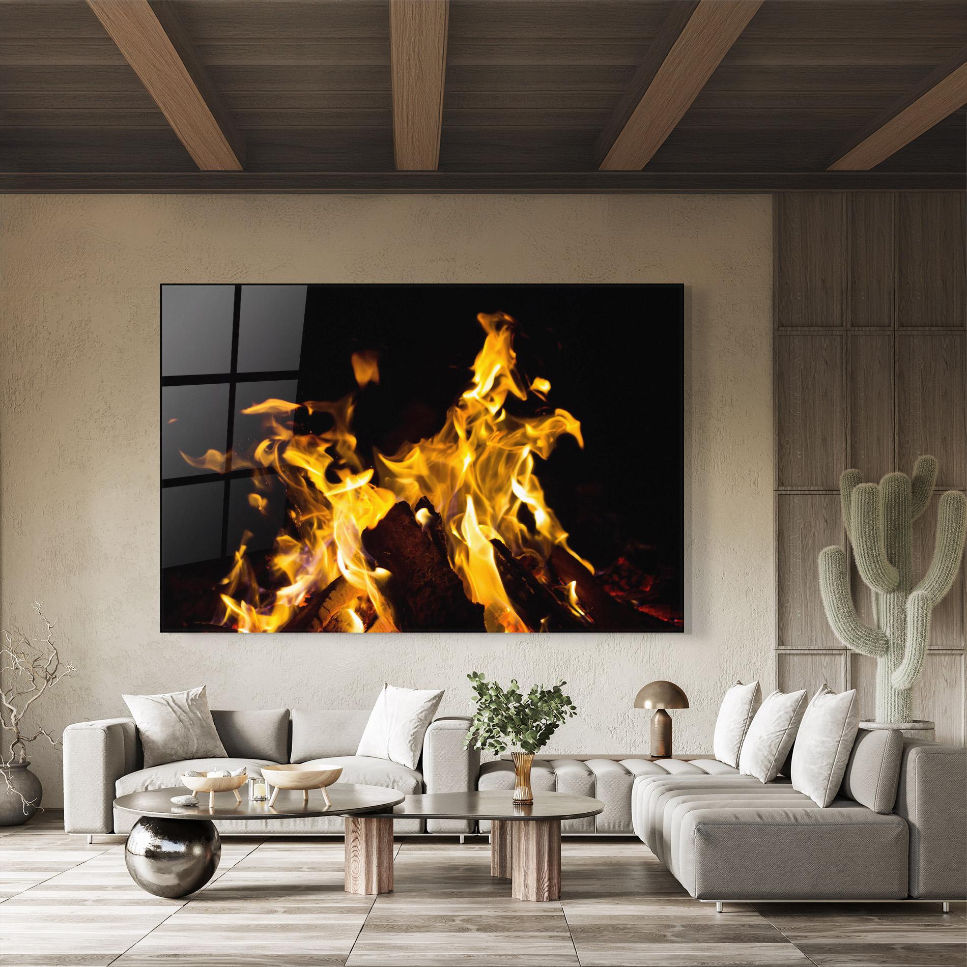 Стъклена картина Fire Dance mockup 8