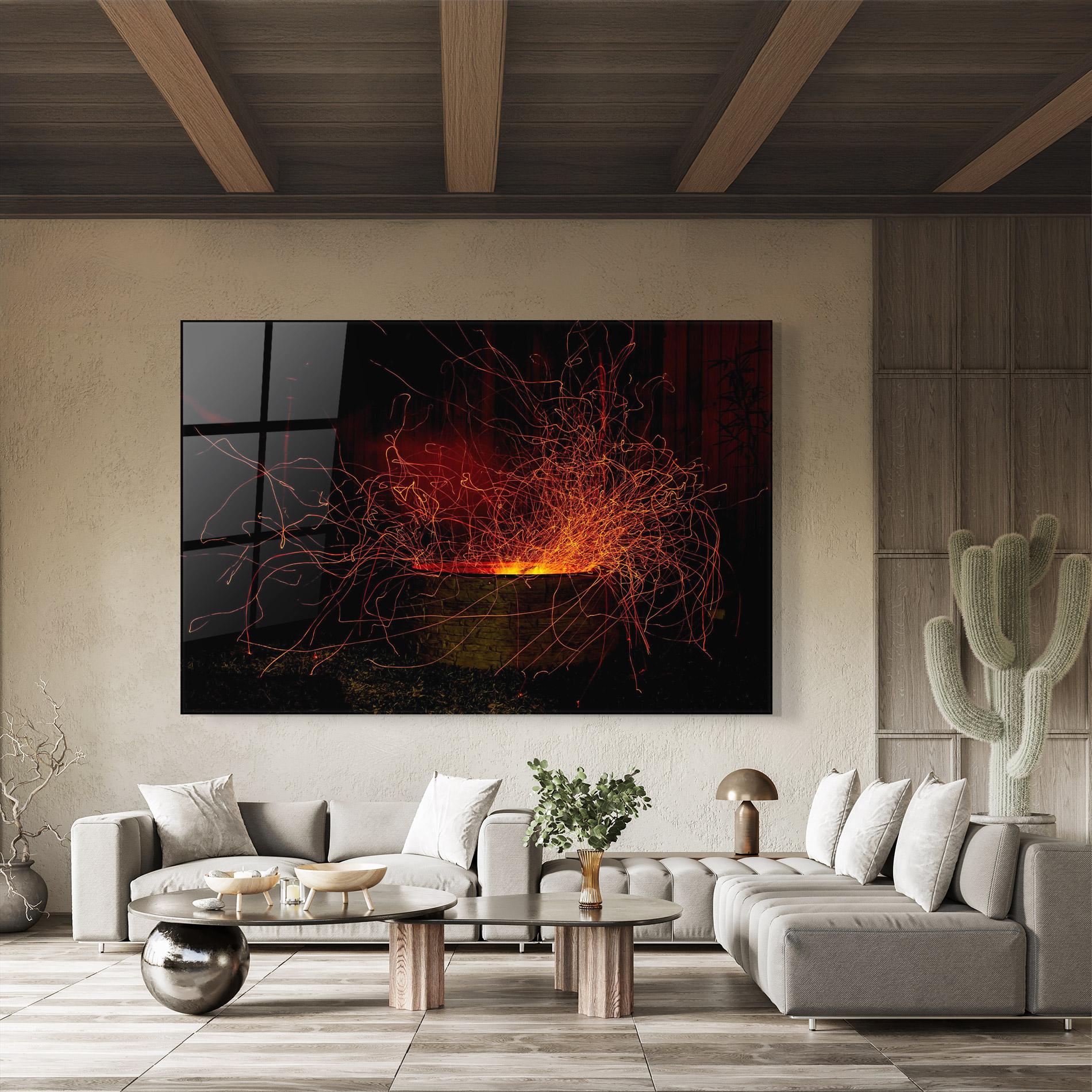 Стъклена картина Fire Drawing Effect mockup 8