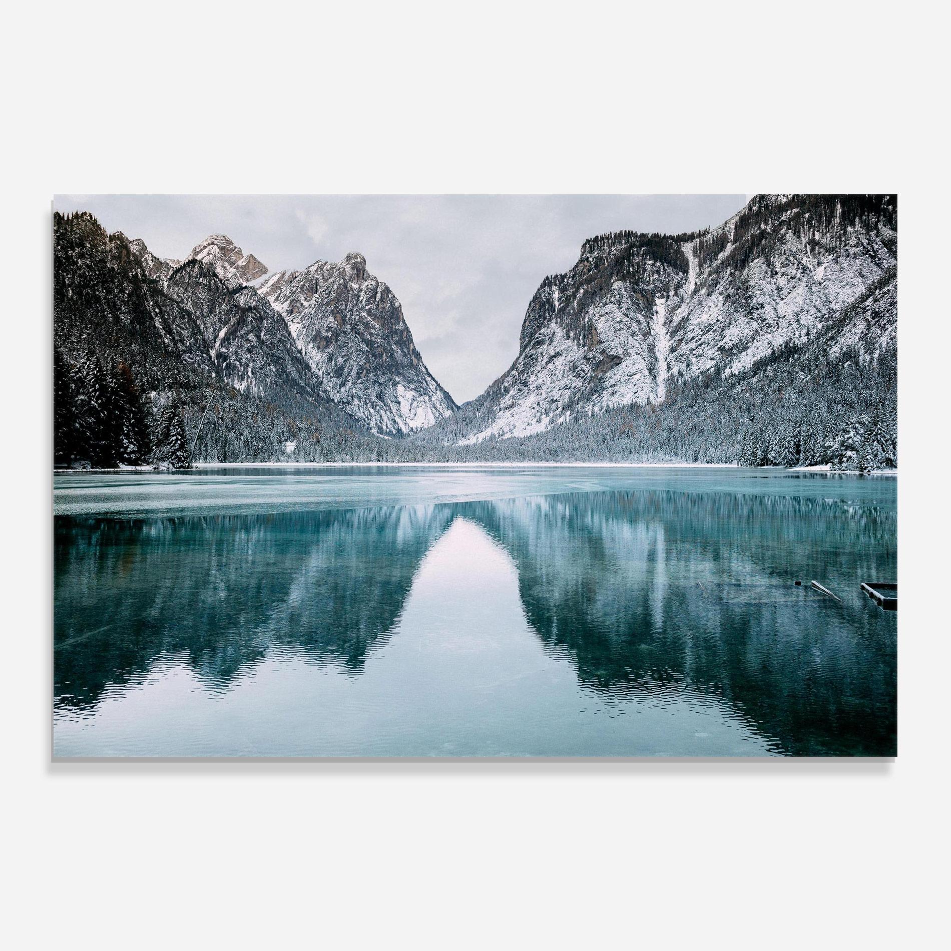 Стъклена картина Lake Reflection Mountain mockup 0