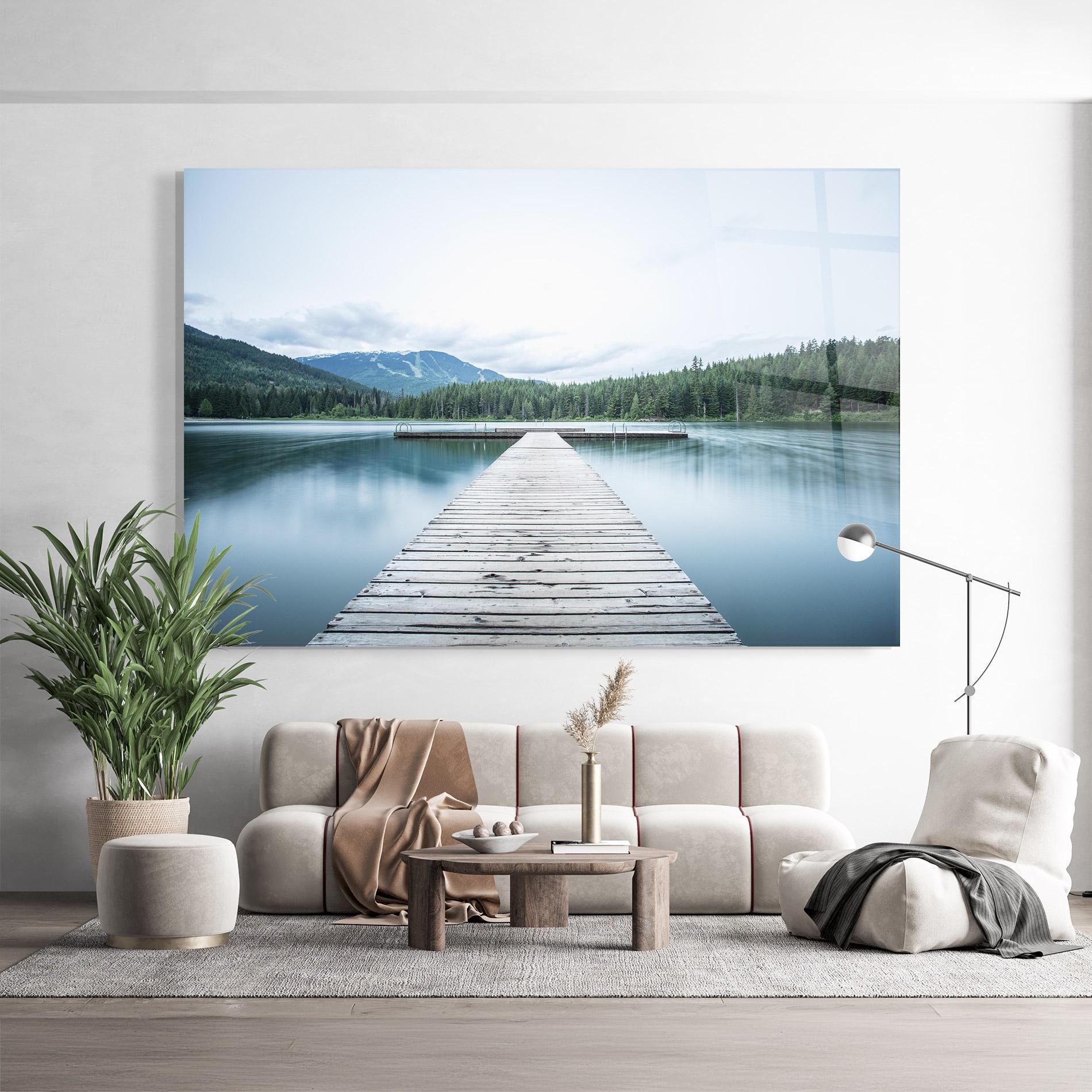 Стъклена картина Lake Bridge View mockup 9