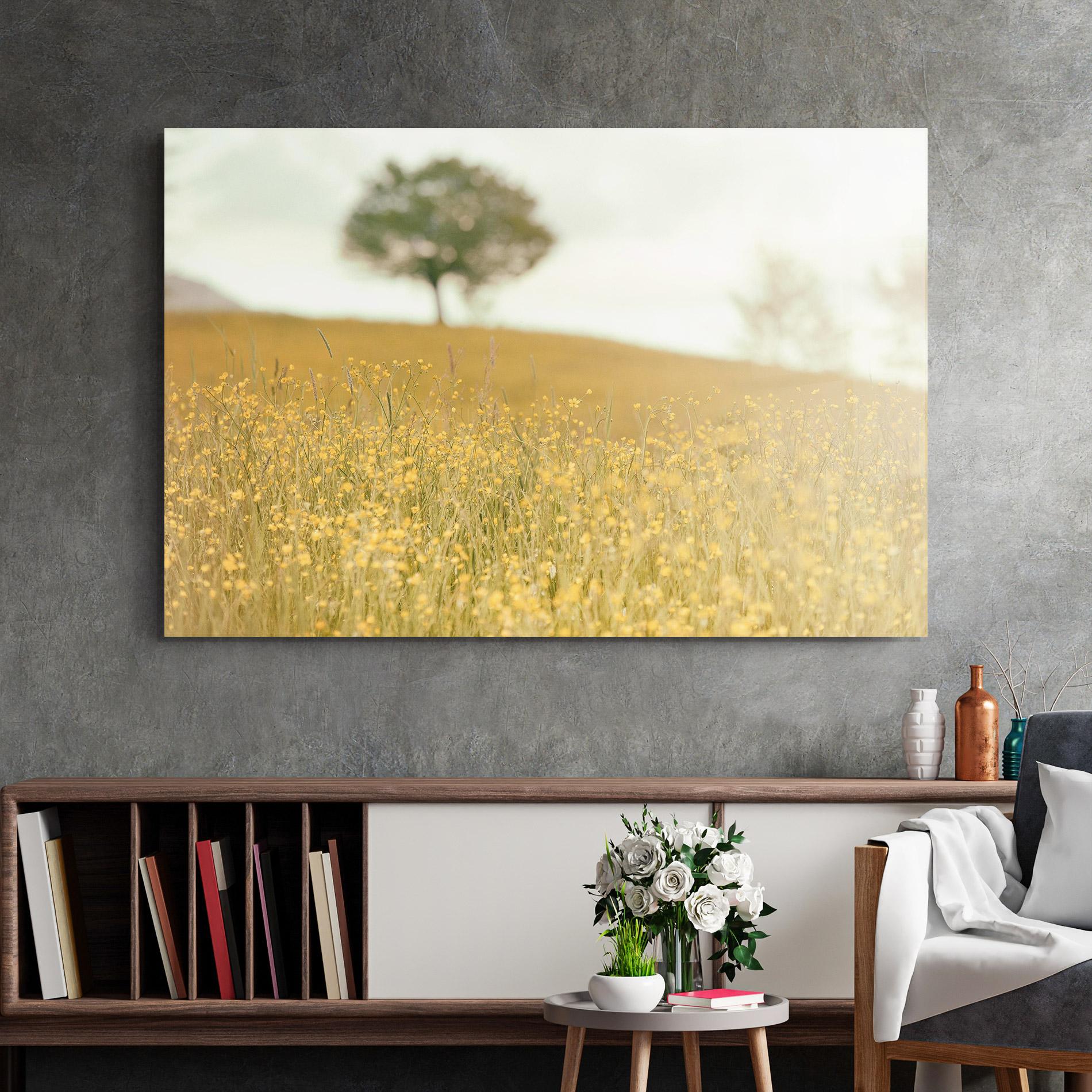 Стъклена картина Cream Field Nature mockup 2